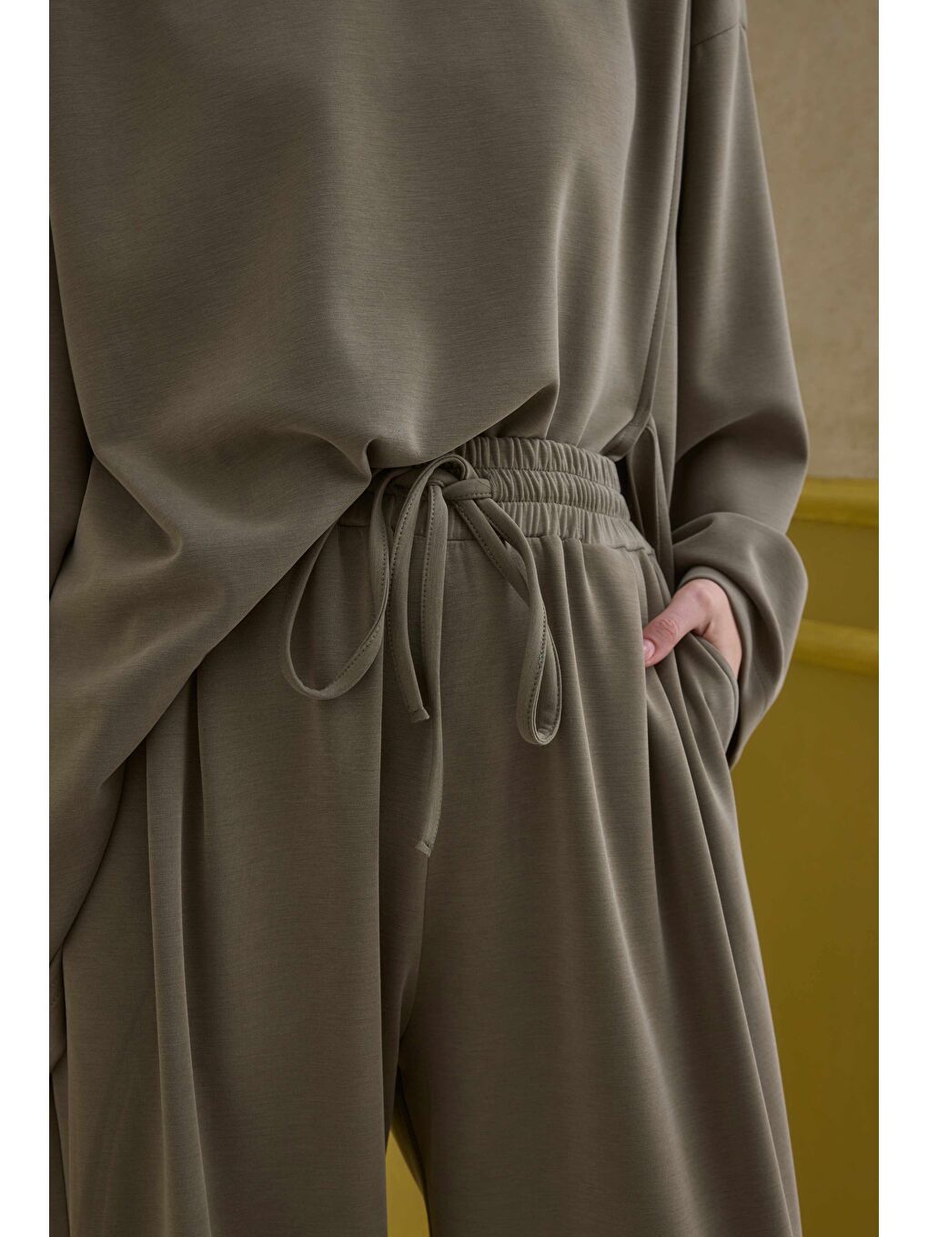 Bağlama Detaylı Modal Takım Küf Yeşili-3