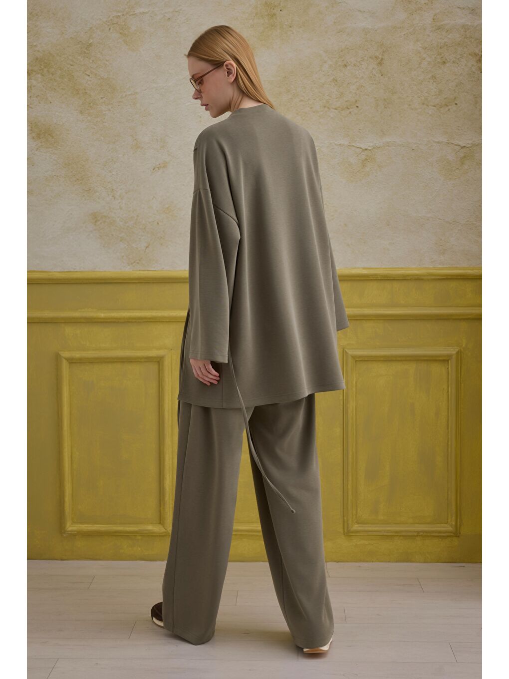 Bağlama Detaylı Modal Takım Küf Yeşili-4