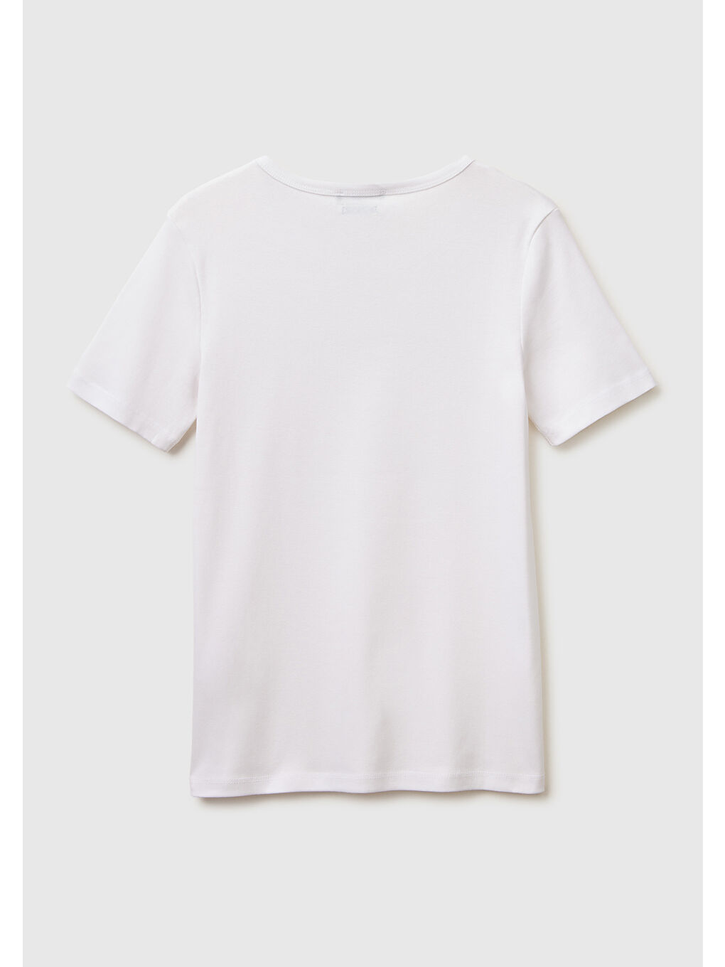 Kadın Beyaz %100 Pamuk Logo Baskılı Bisiklet Yaka T-Shirt-3
