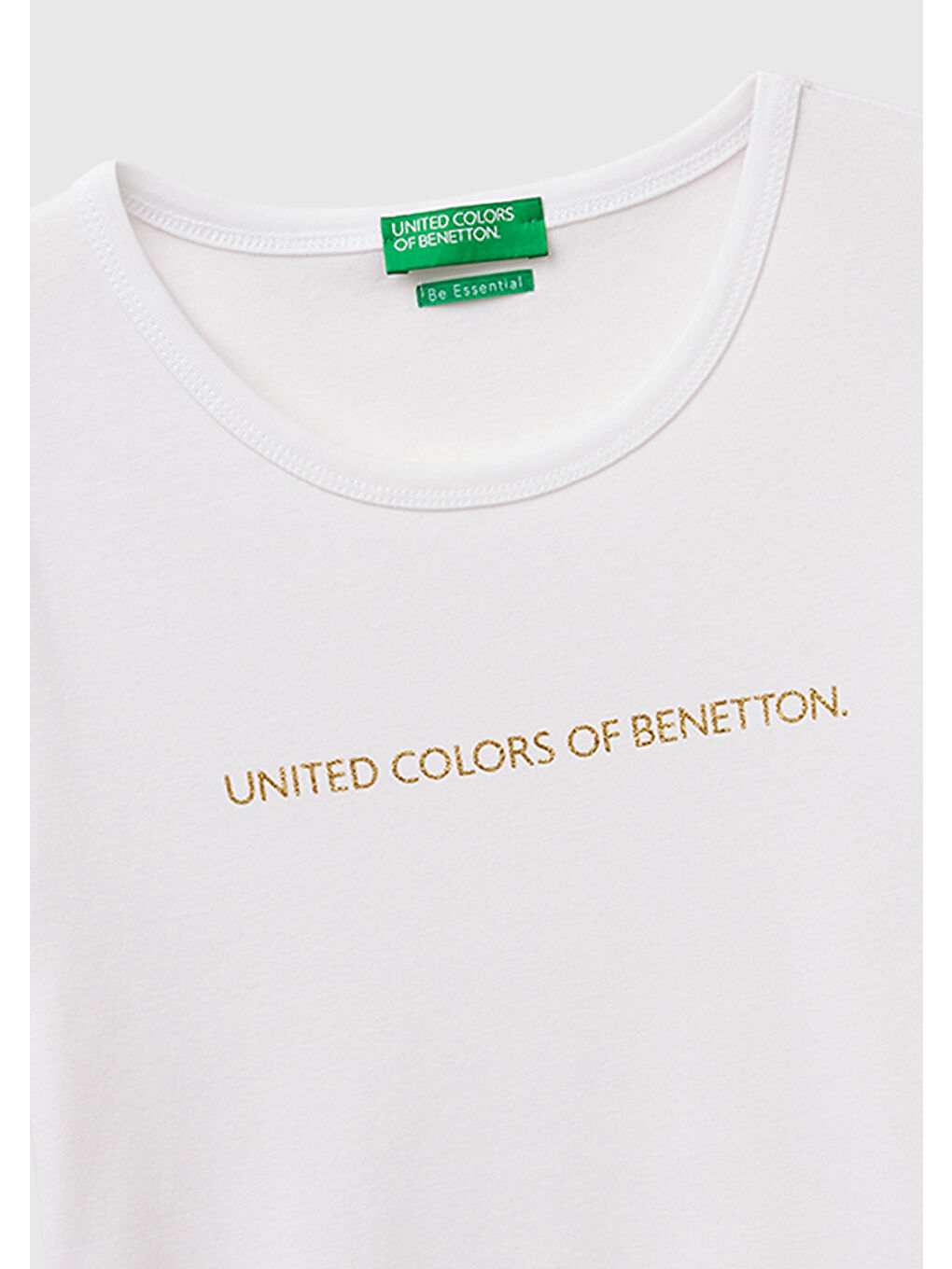 Kadın Beyaz %100 Pamuk Logo Baskılı Bisiklet Yaka T-Shirt-4