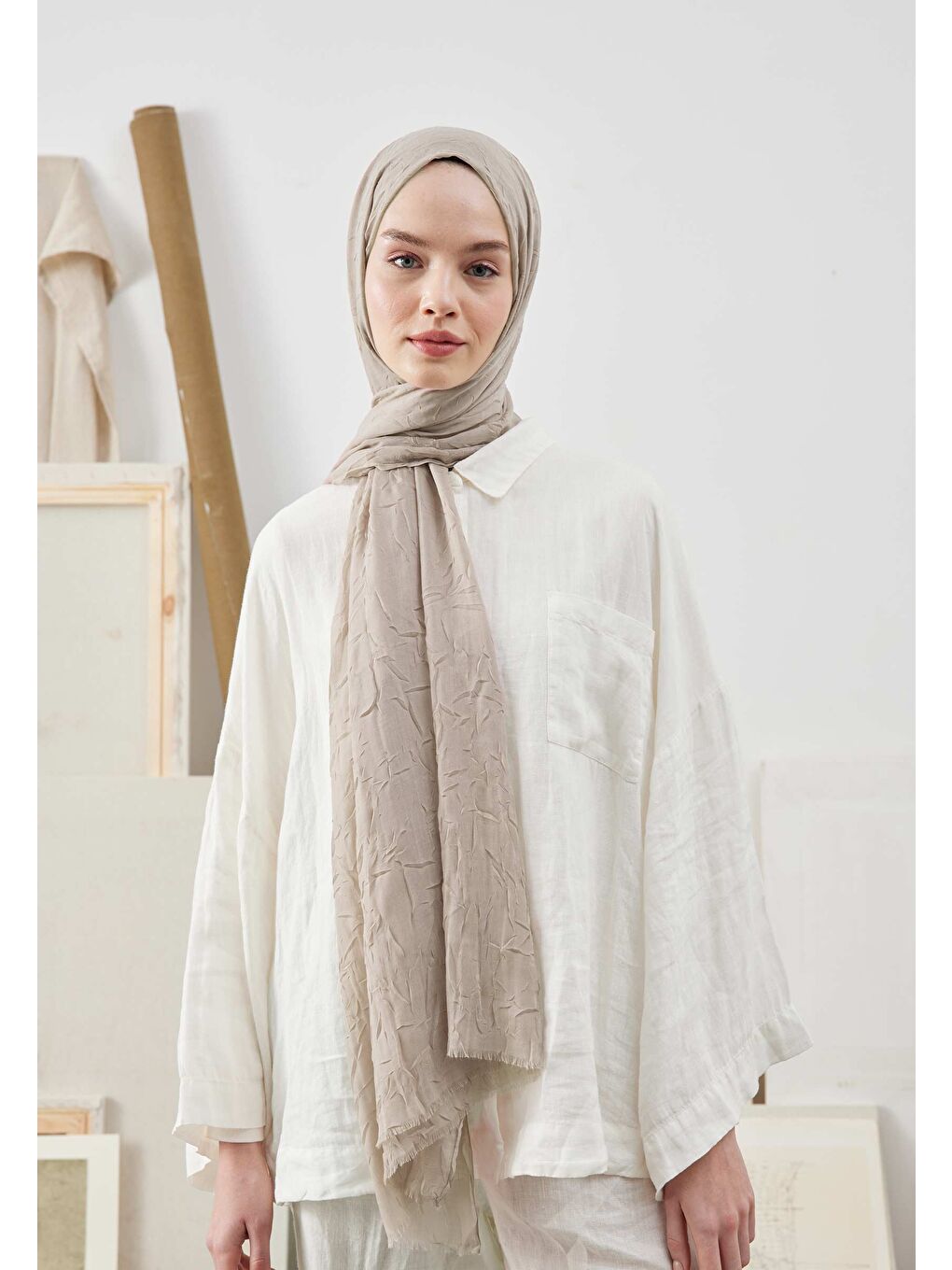 Bej Bambu Şal Tas Rengı-2