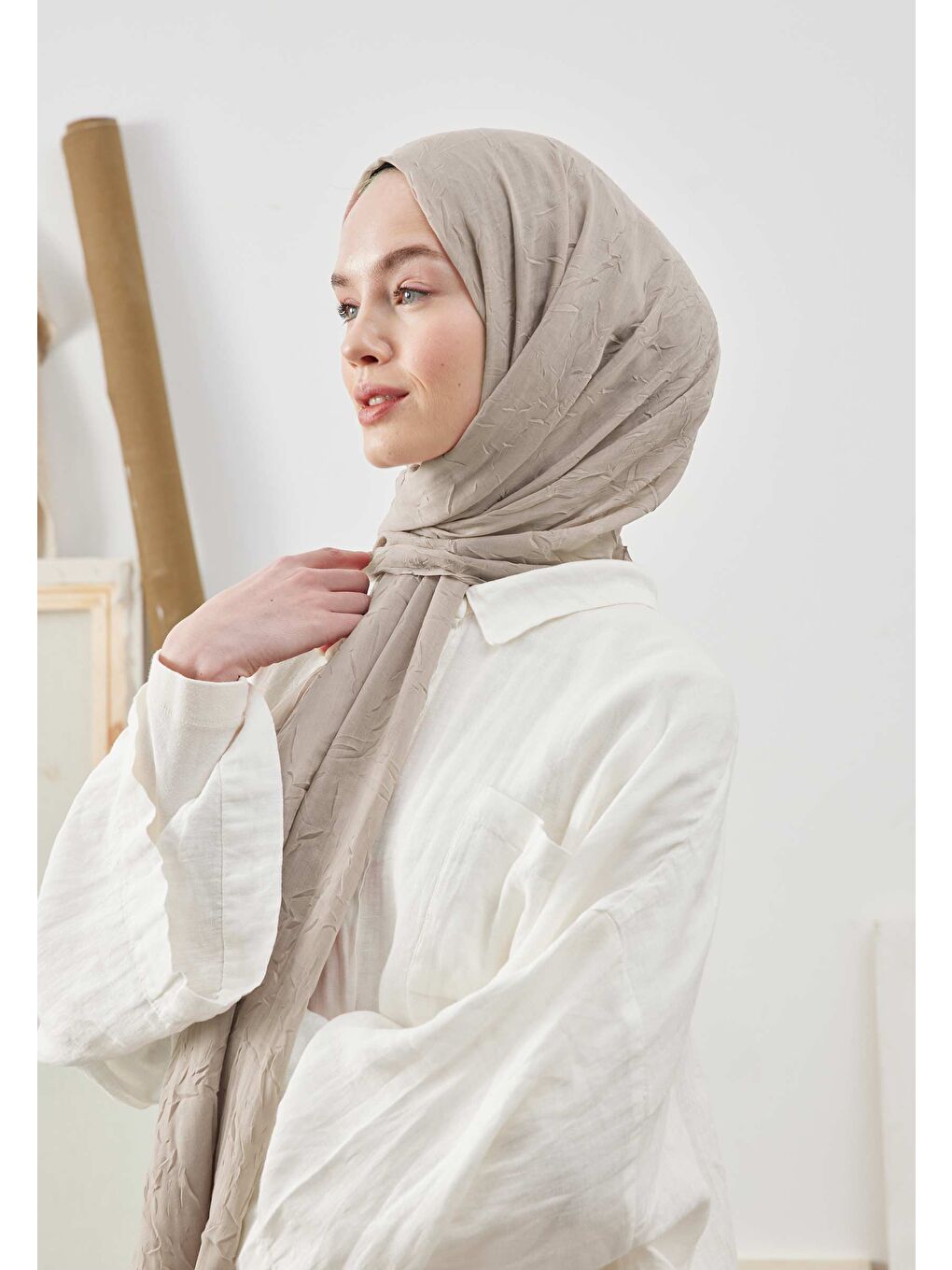 Bej Bambu Şal Tas Rengı-4