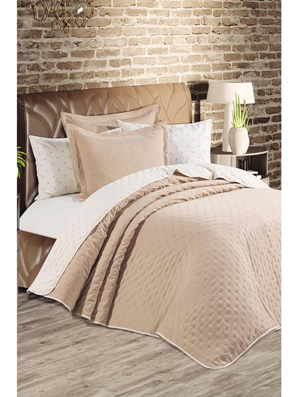 Washed Soft Çift Taraflı 6 Parça Çeyiz Seti Bej