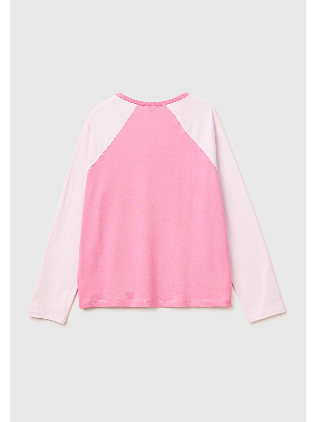 Kadın Pembe Pamuk Karışımlı Etek Ucu Logolu Baskılı Uzun Kollu T-Shirt-1