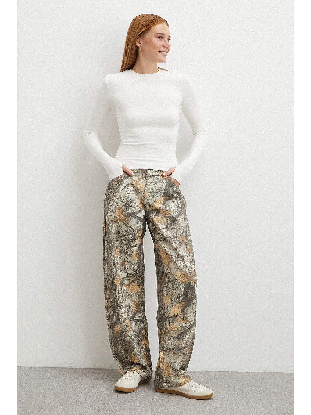 Desenli Boyfriend Premium Jean Bej