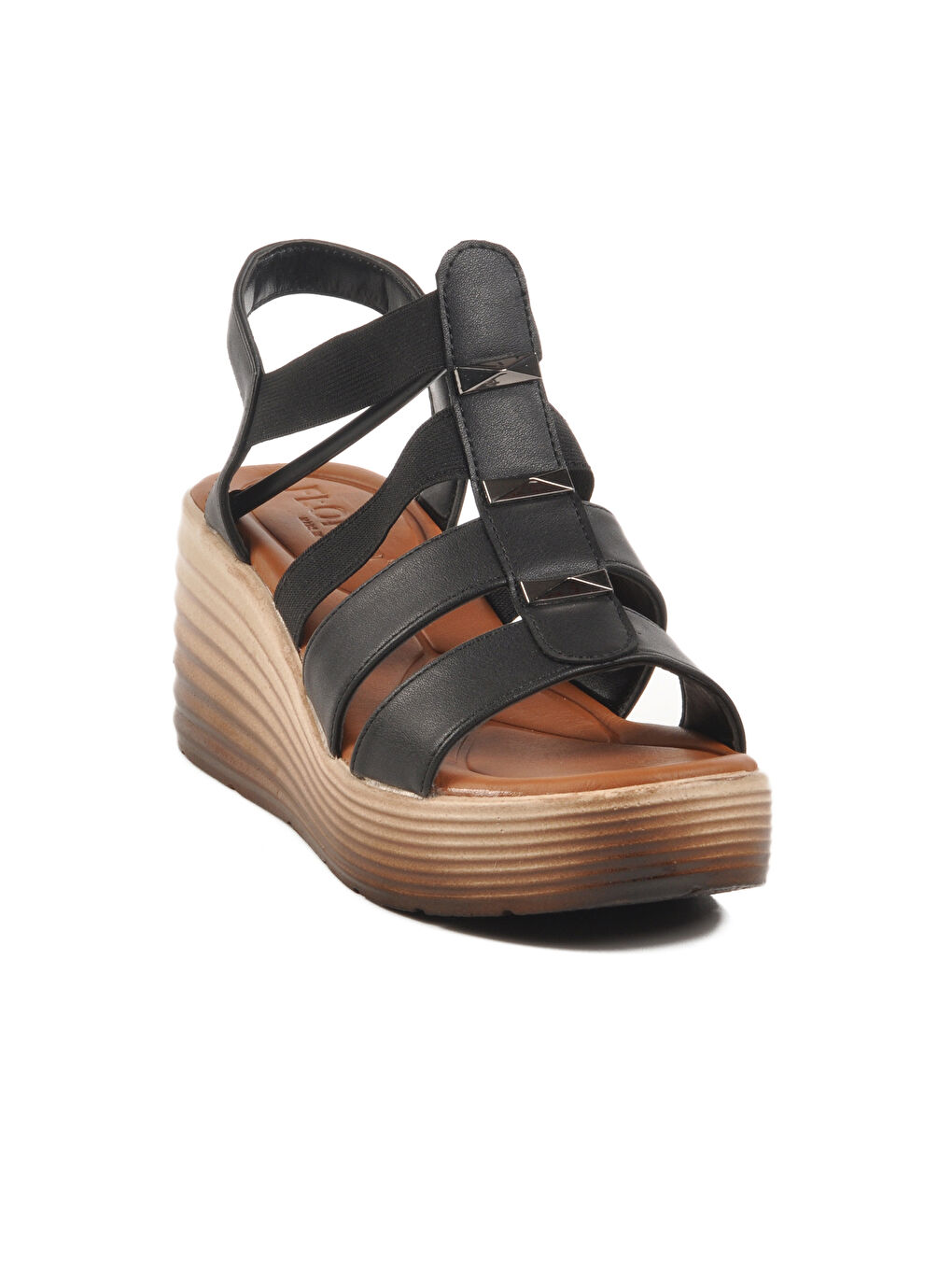 Siyah Cırtlı Topuklu Kadın Sandalet T-001 Z-2