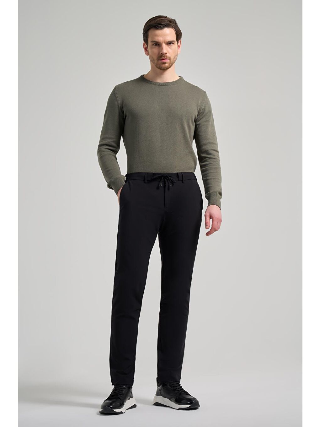 Siyah Esnek Yandan Cepli Casual Slim Fit Jogger Pantolon 1003250118-1