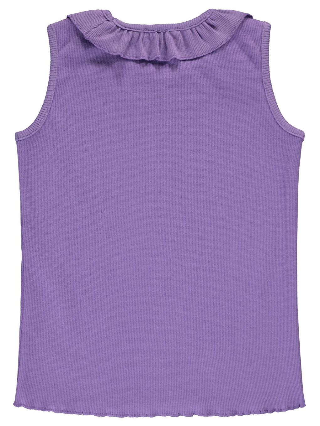 Girls Yakası Fırfırlı 6-9 Yaş Tişört - Lila 8-9 Yaş-1