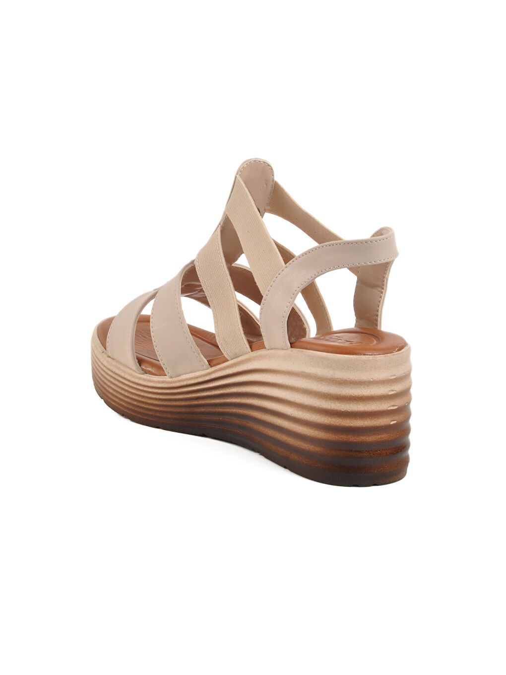 Bej Cırtlı Topuklu Kadın Sandalet T-001 Z-3
