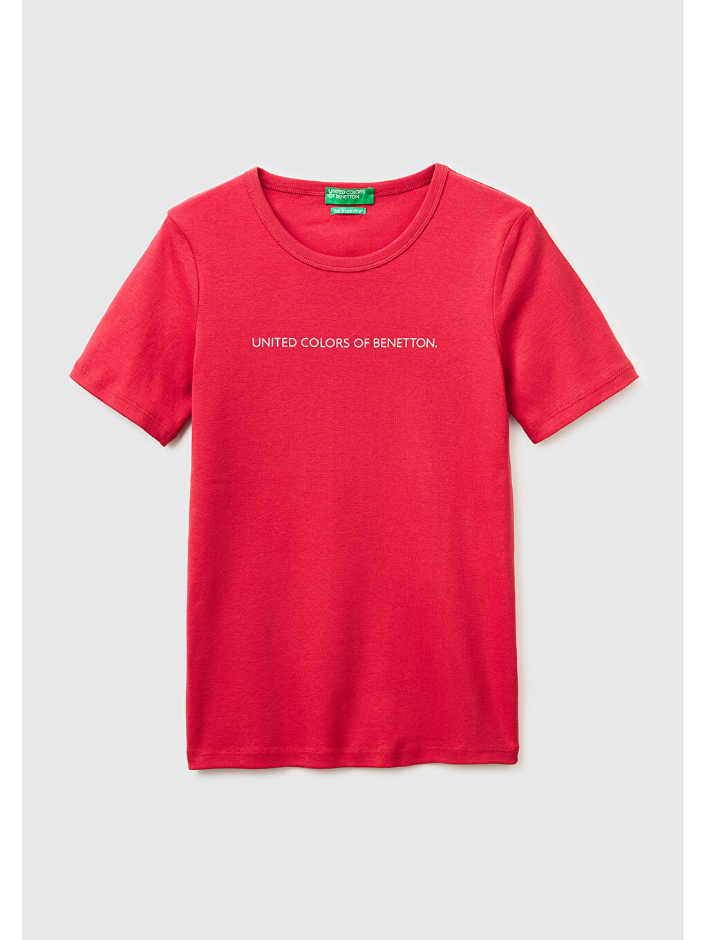 Kadın Kırmızı %100 Pamuk Logo Baskılı Bisiklet Yaka T-Shirt
