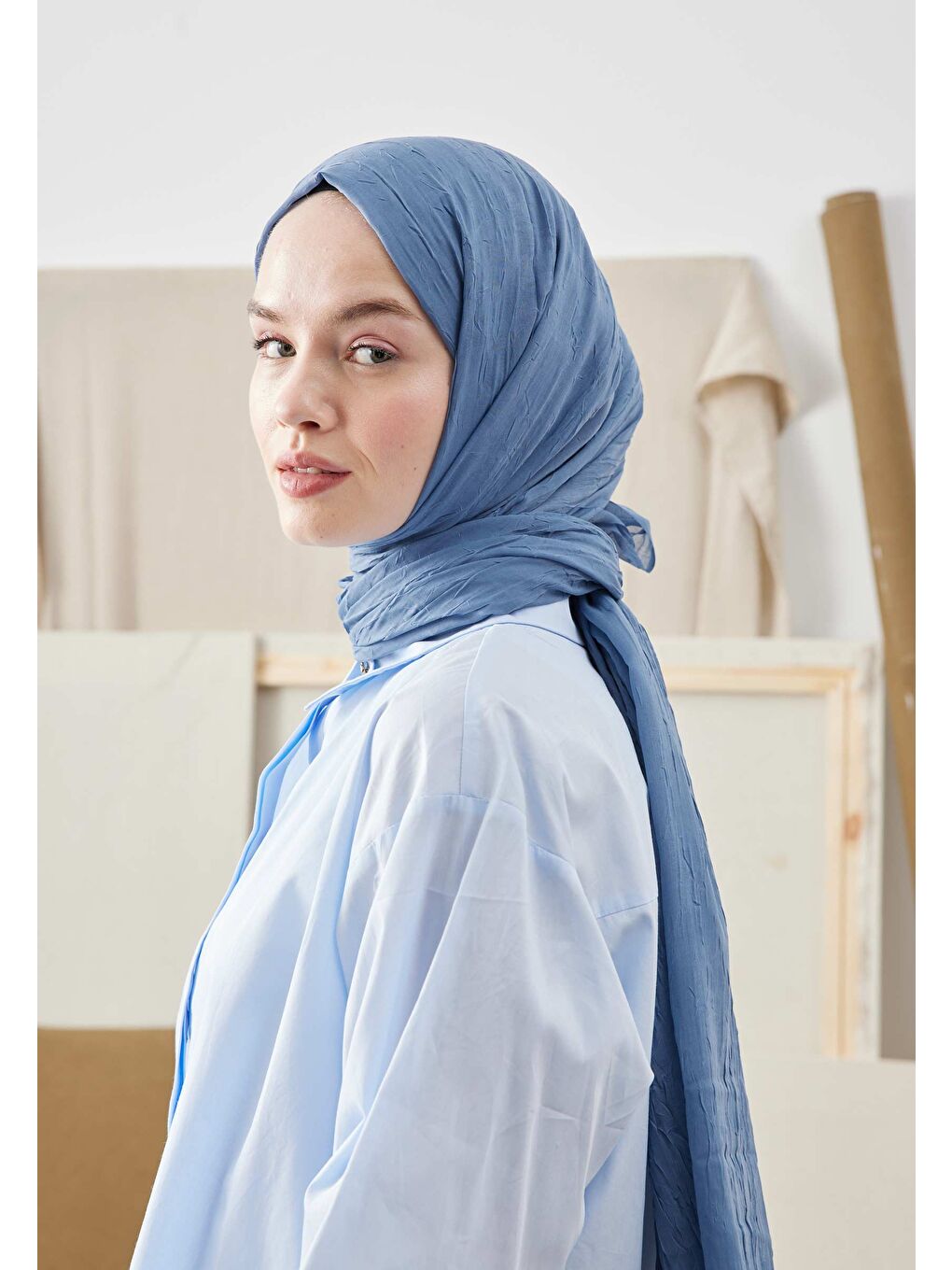 Bambu Şal İndigo-3