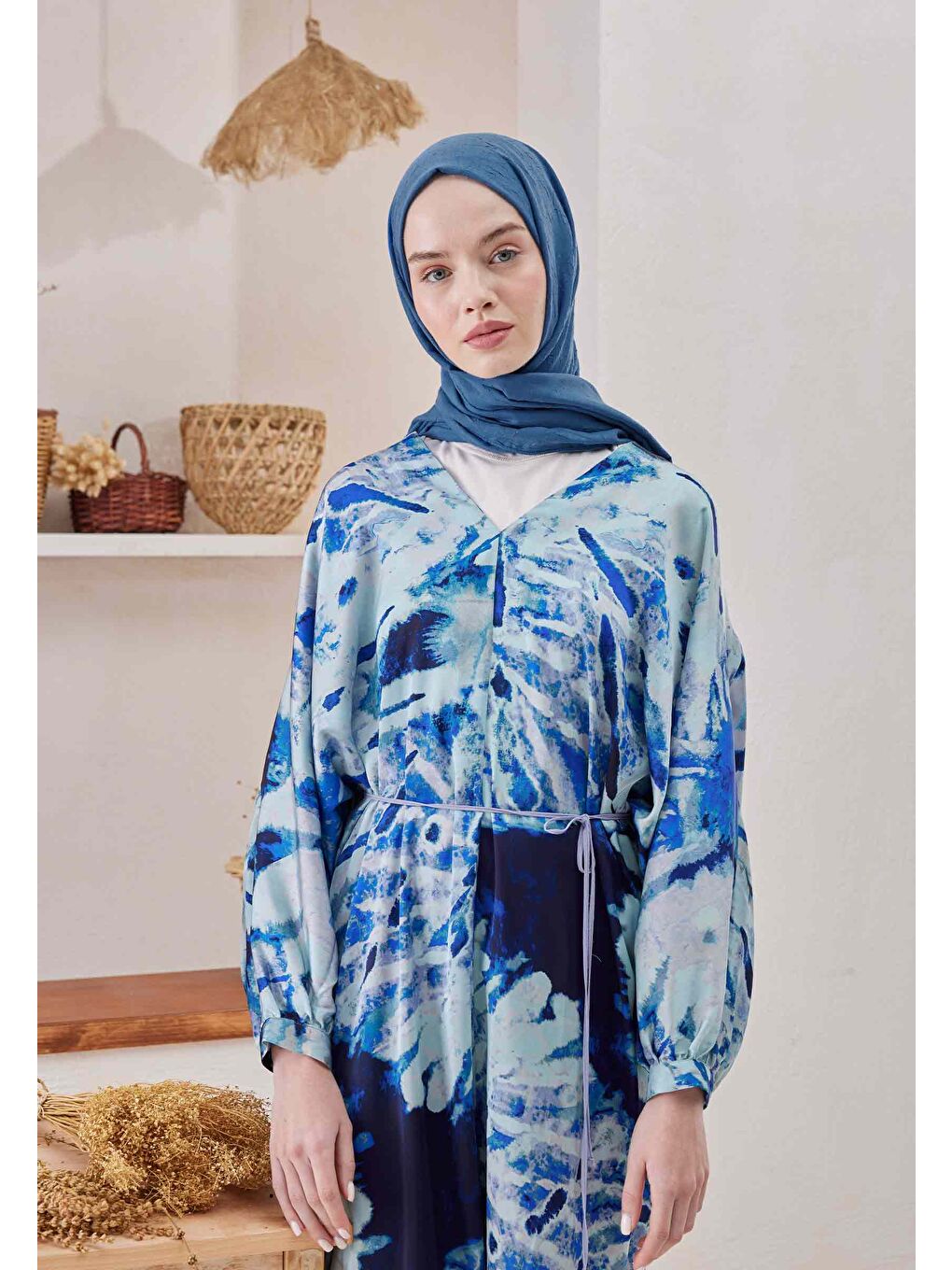 Bambu Şal İndigo-4