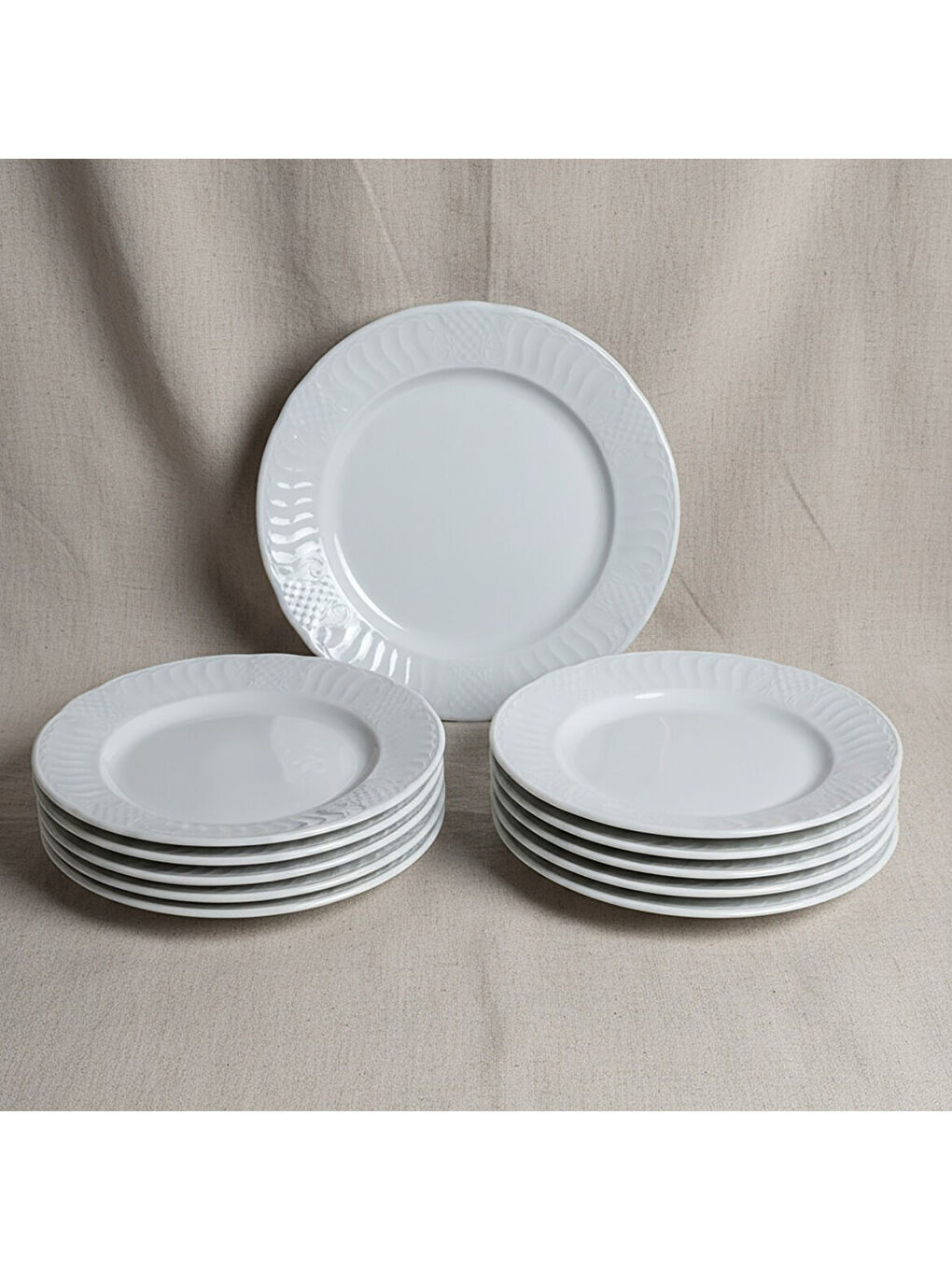 Ekru Sembol 6 Parça 20 cm Pasta Tabağı-1