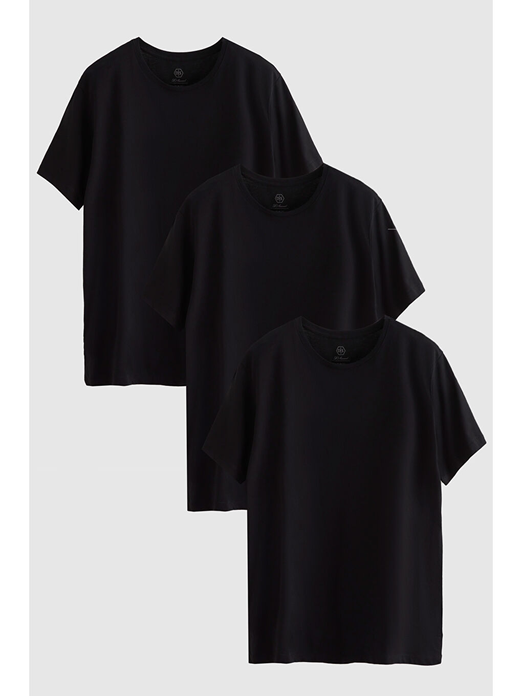 Slim Fit Siyah 3'lü Tişört