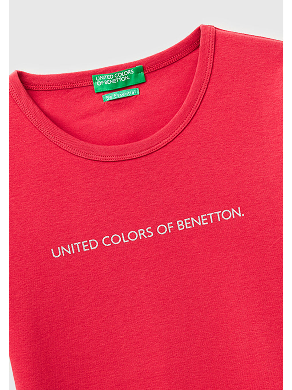 Kadın Kırmızı %100 Pamuk Logo Baskılı Bisiklet Yaka T-Shirt-2