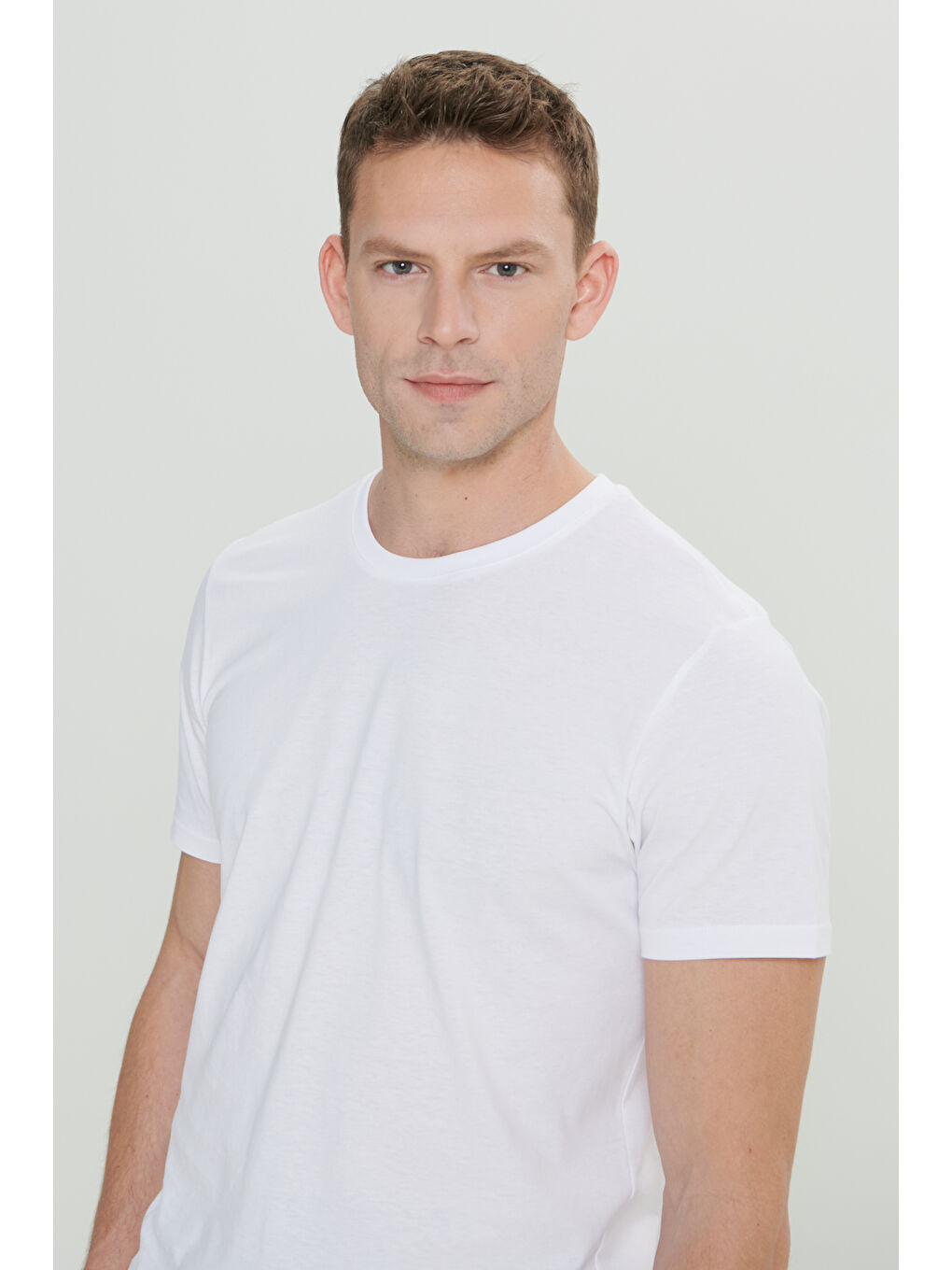 Erkek Beyaz-Siyah-Gri 2'li Slim Fit Dar Kesim %100 Pamuk Bisiklet Yaka Tişört-5