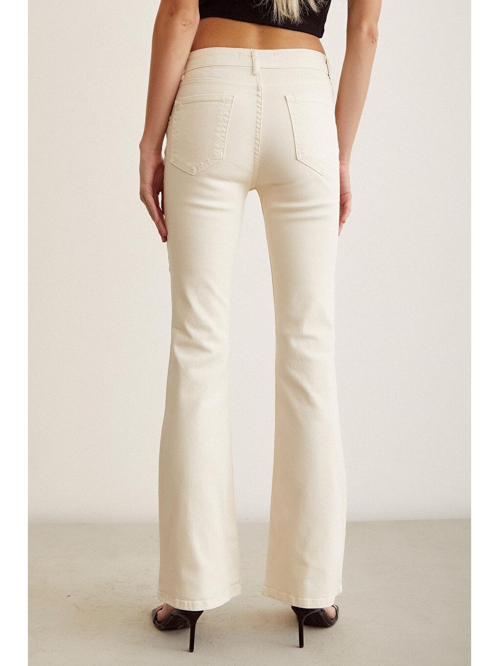 Ekru Yüksel Bel İspanyol Paça Jean-5