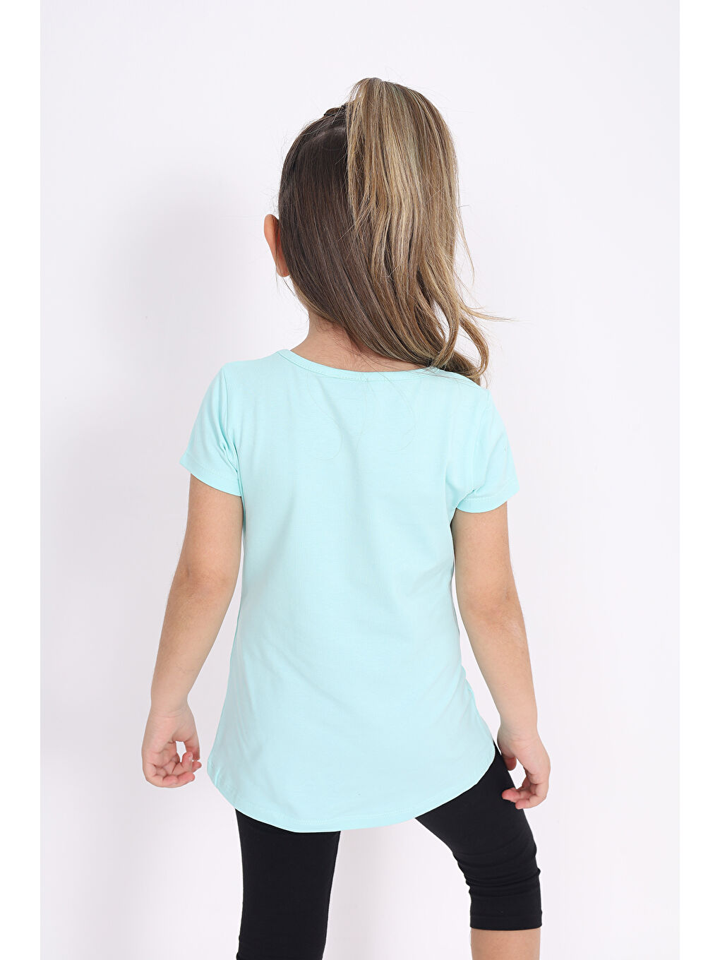 Yeşil Kız Çocuk Flamingo Baskılı Tişört-3