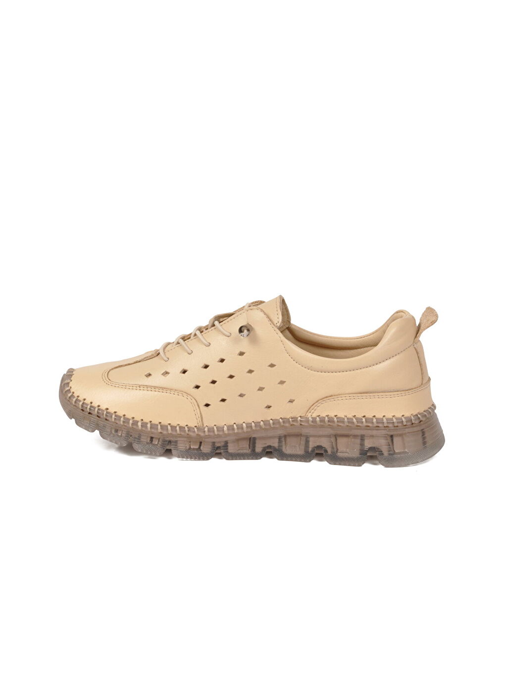 Bej Hakiki Deri Kadın Casual Ayakkabı 0007 Z-3