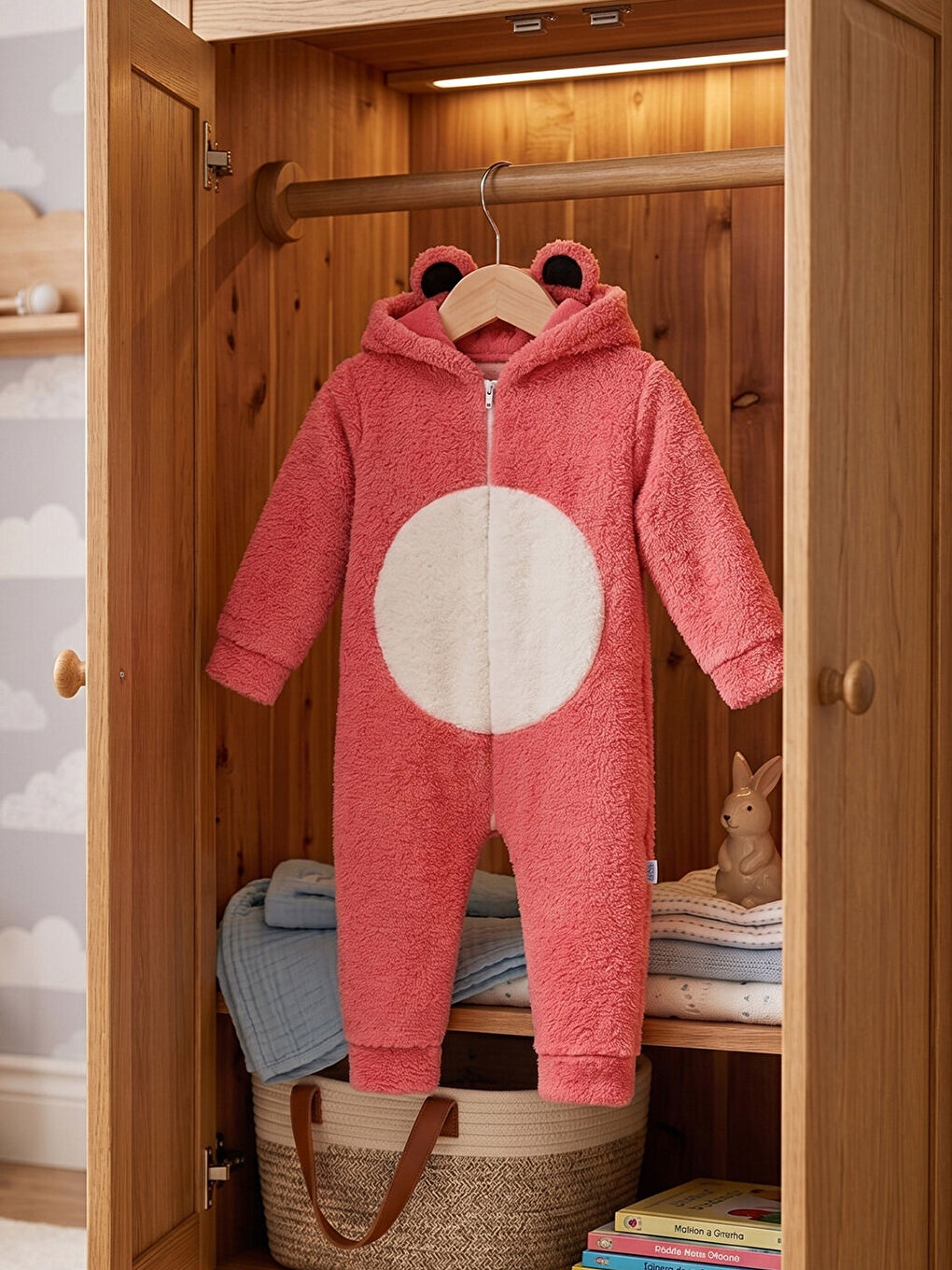 Kırmızı Welsoft Panda Gülkurusu Desenli Kışlık  Uyku Tulumu 1–6 Yaş-2