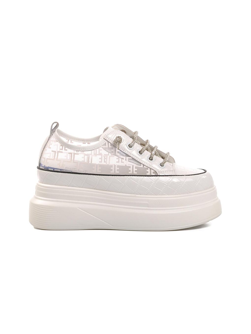 Beyaz Yüksek Taban Kadın Sneaker 24Y345-9