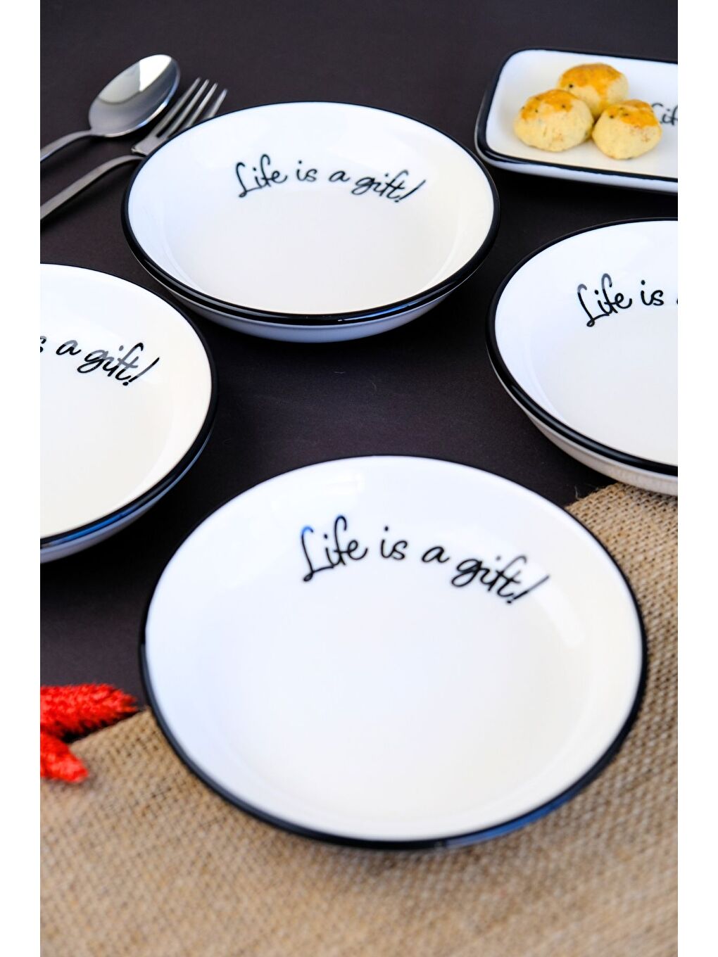 Beyaz Motto Gift Tabak 240cc 4 lü 15x15x2cm-1