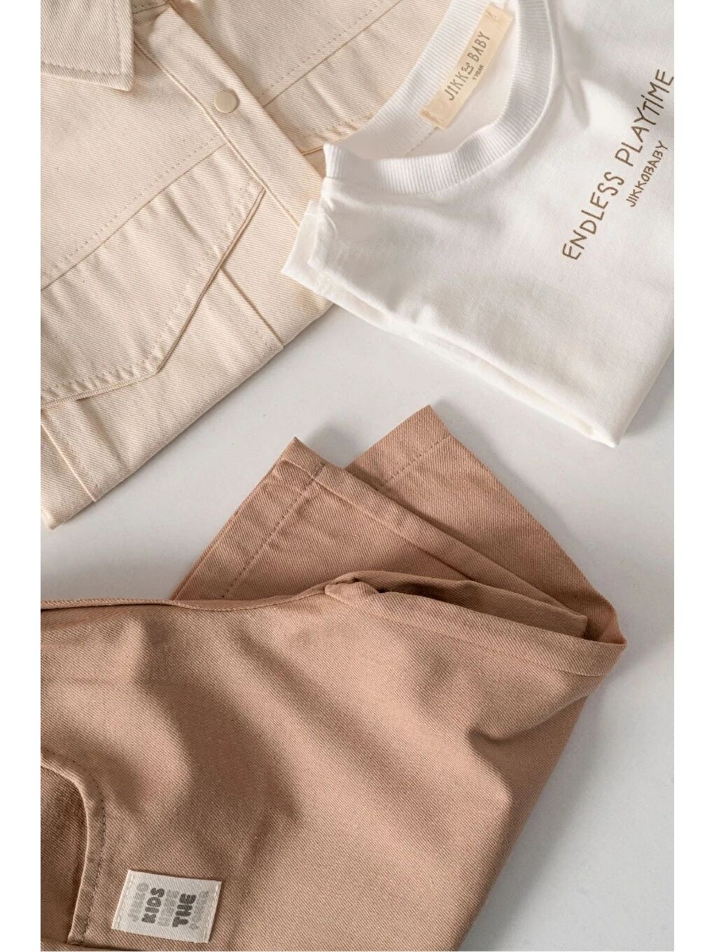 Bej Erkek Bebek Gabardin Ceketli 3'lü Takım 9041 MS-4