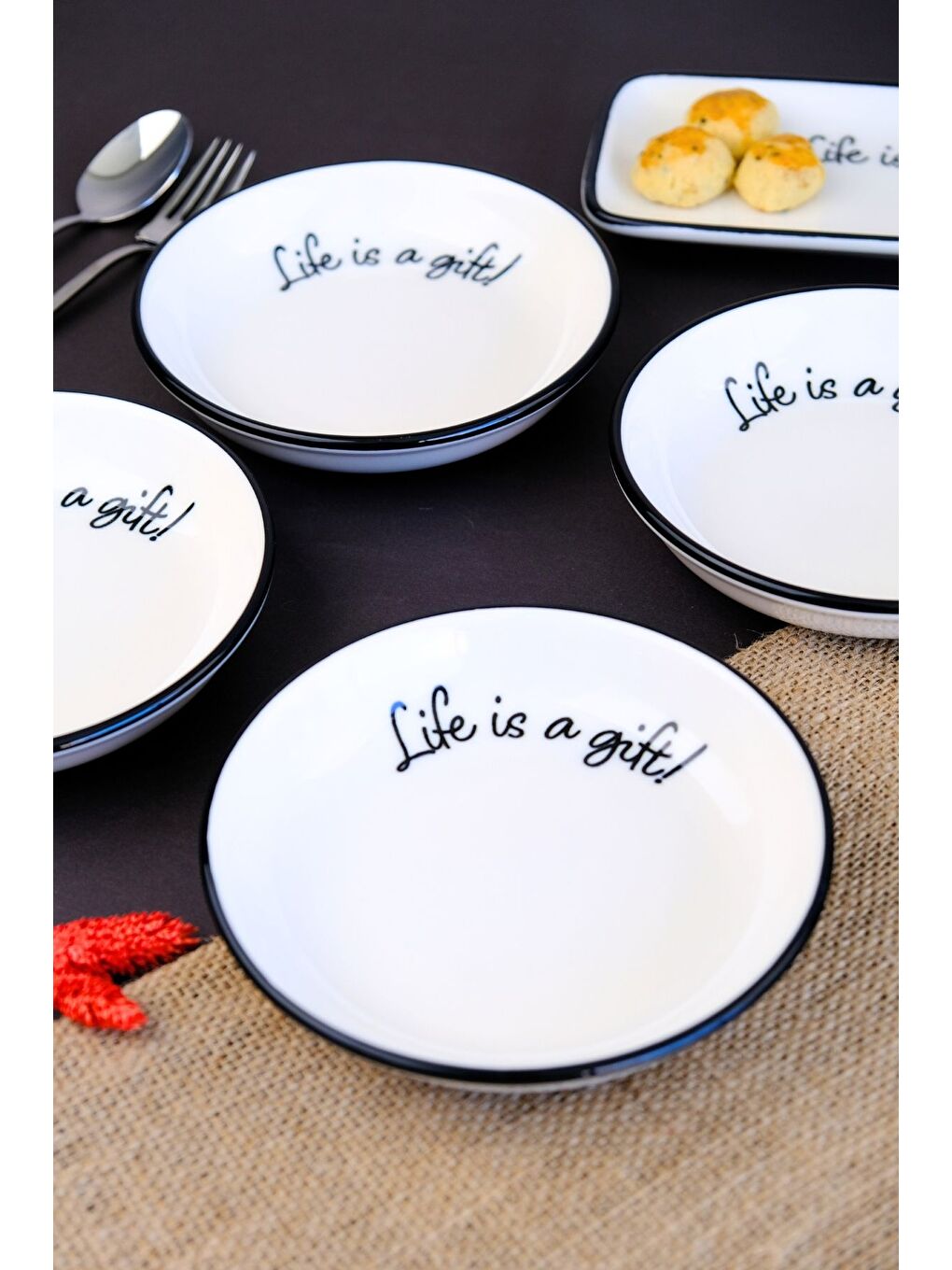 Beyaz Motto Gift Tabak 240cc 4 lü 15x15x2cm-2