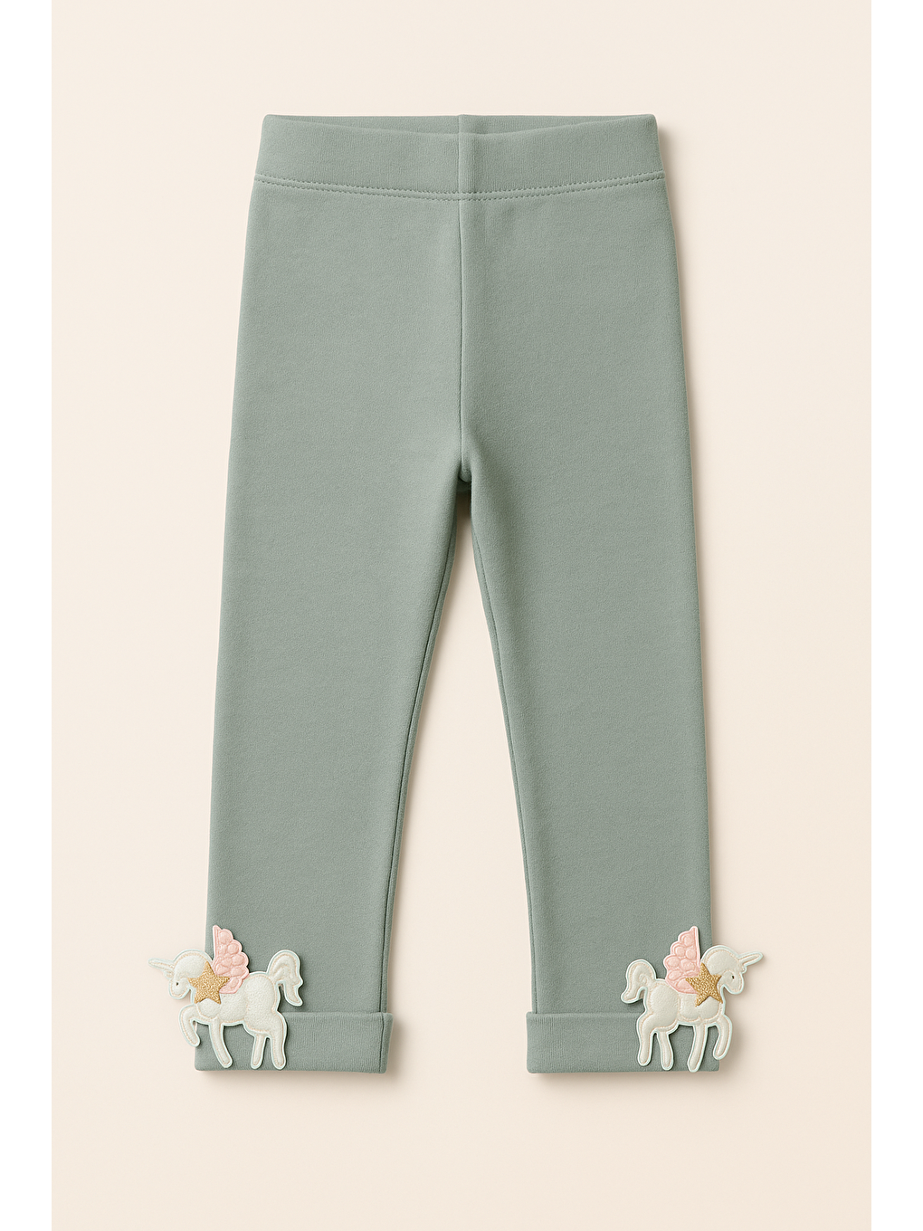 Kız Çocuk Aksesuarlı Tayt Pantolon Yeşil