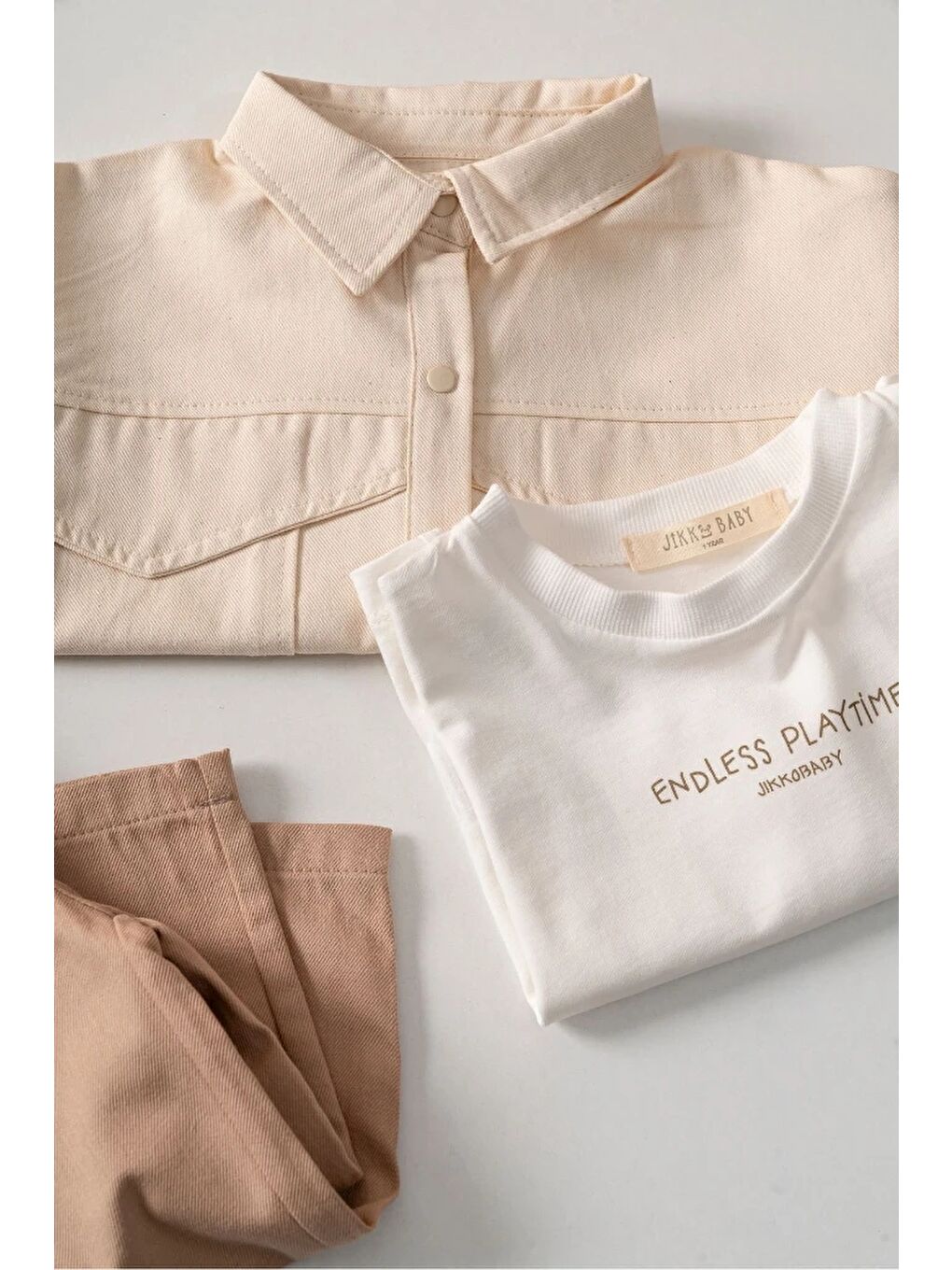 Bej Erkek Bebek Gabardin Ceketli 3'lü Takım 9041 MS-5