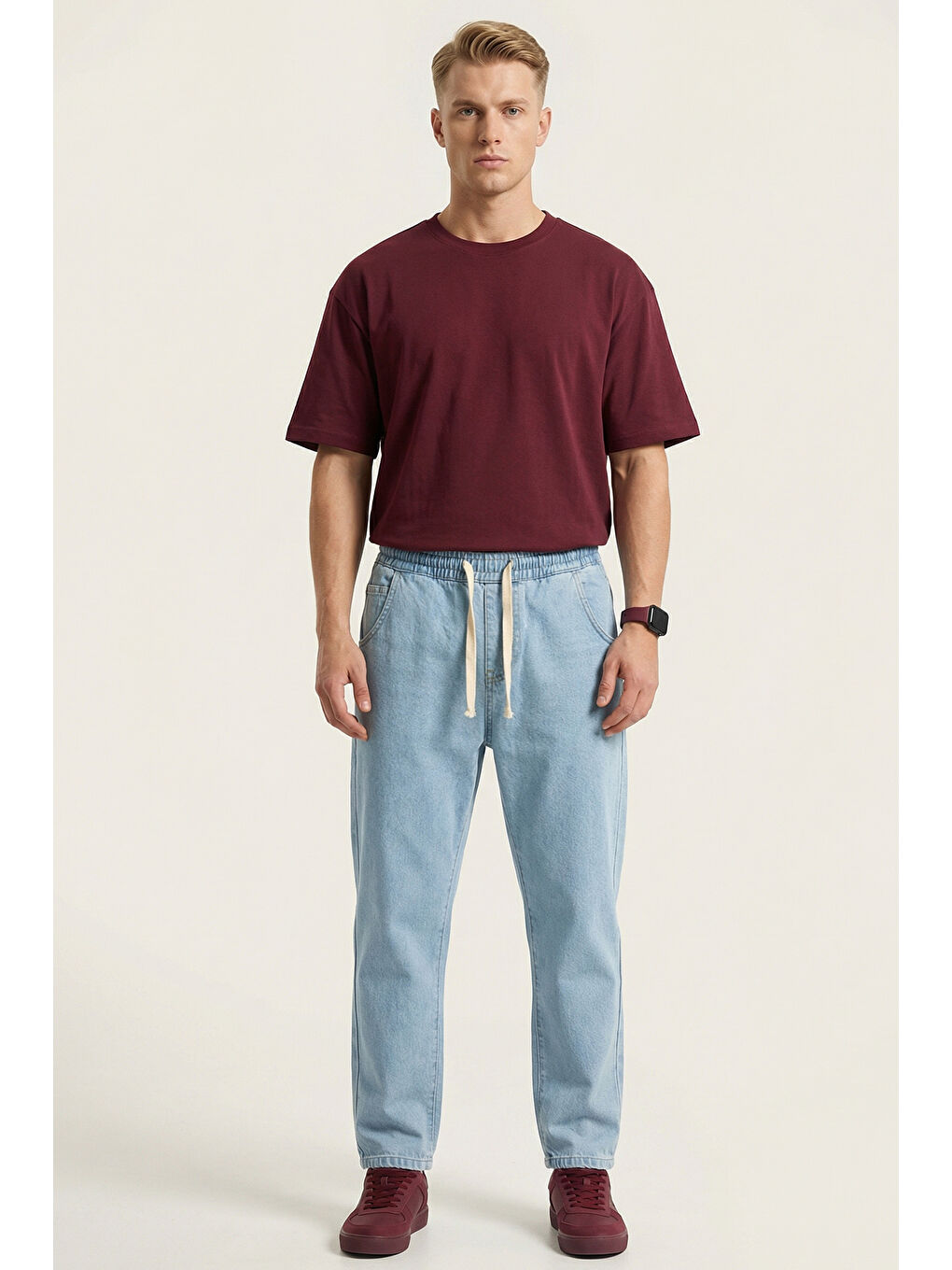 Erkek Rahat Kesim Baggy Jean Pantolon 30073 - Mavi-2