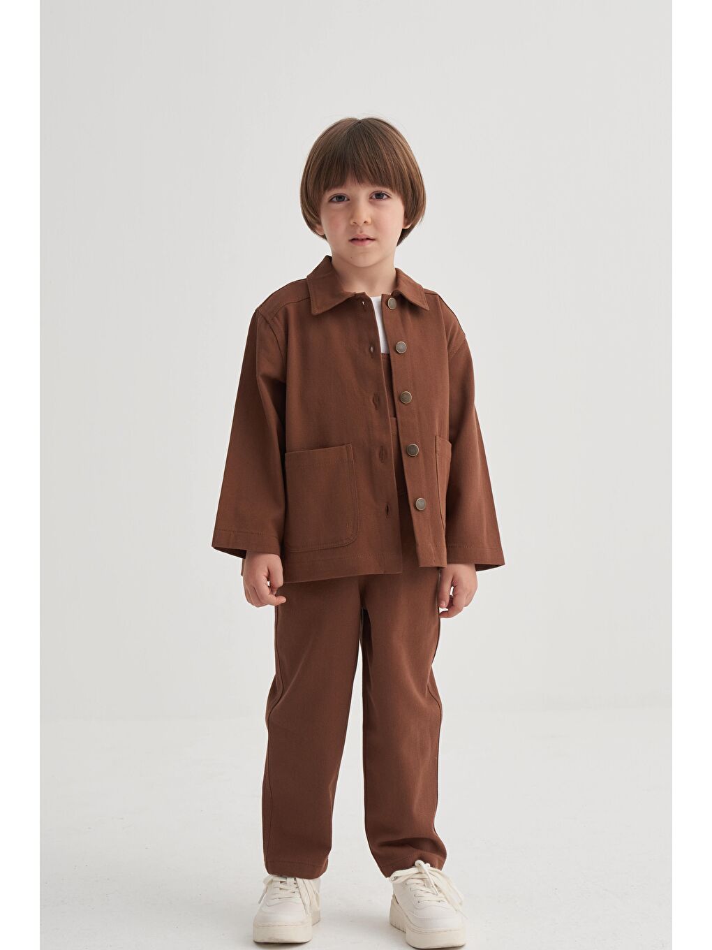 Kahverengi Gabardin Ceket 2-7 Yaş Kahve