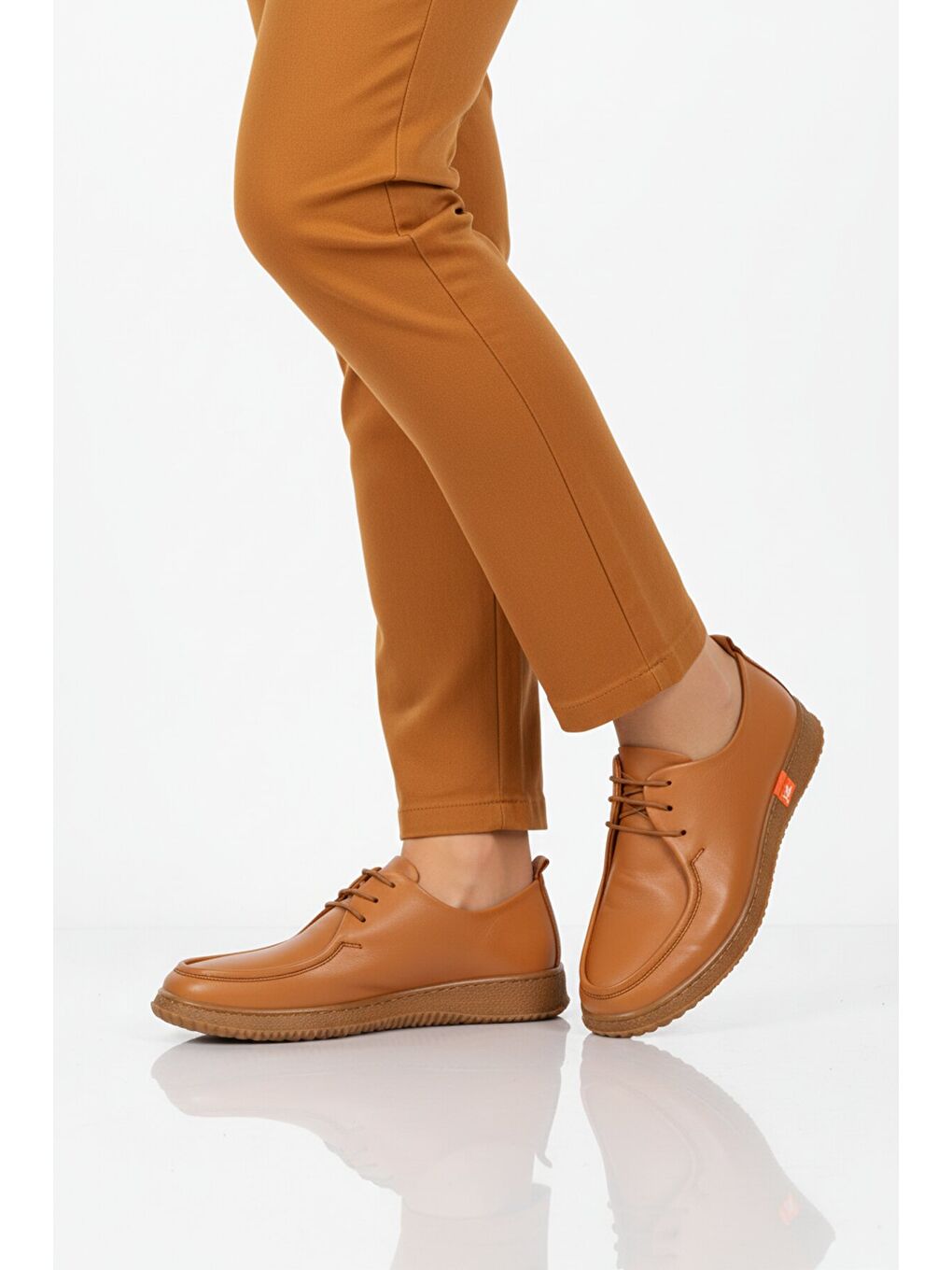 Kahverengi Taba Hakiki Deri Kadın Casual Ayakkabı 2005 Z
