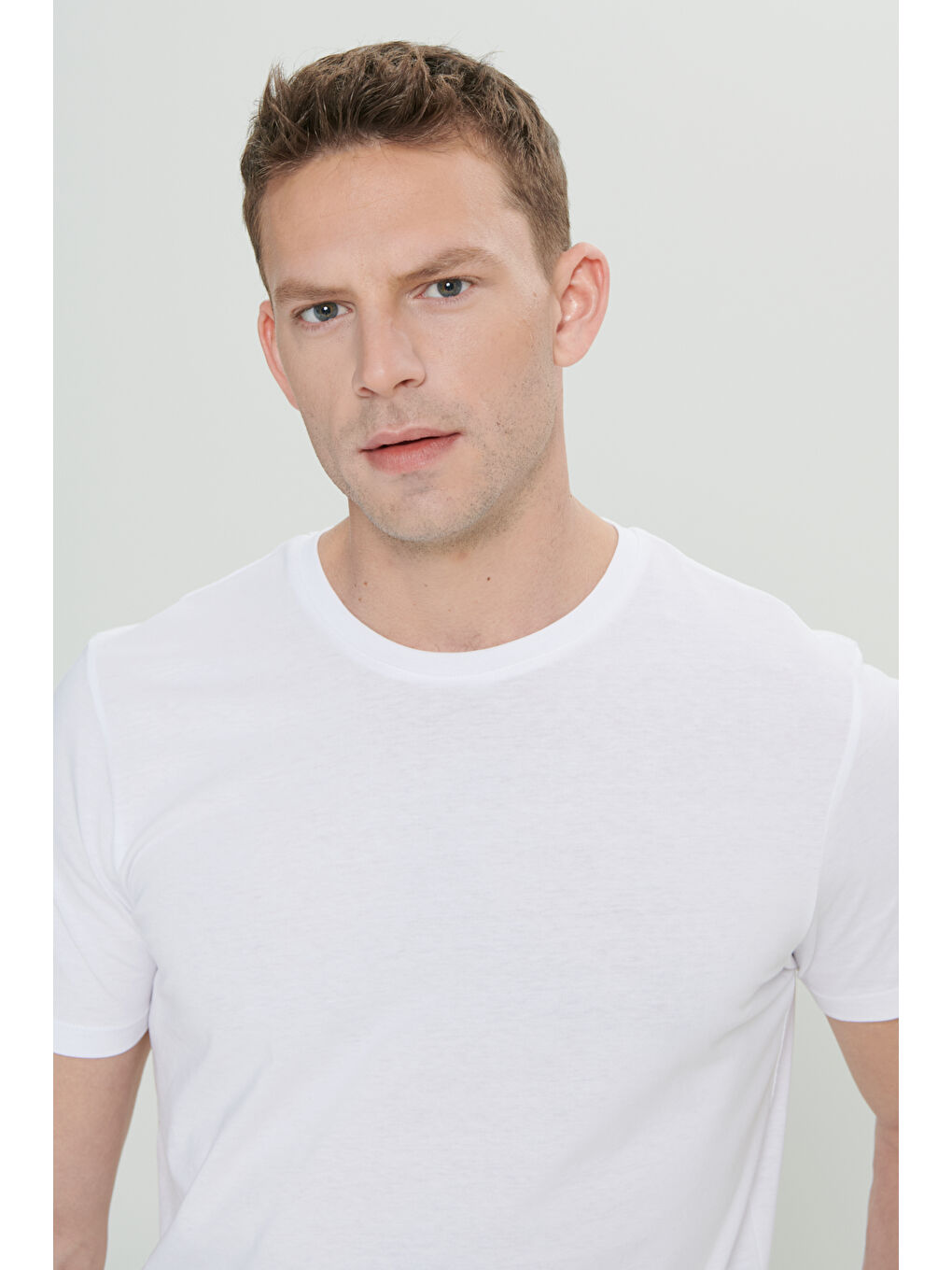 Erkek Beyaz-Siyah-Gri 2'li Slim Fit Dar Kesim %100 Pamuk Bisiklet Yaka Tişört-7