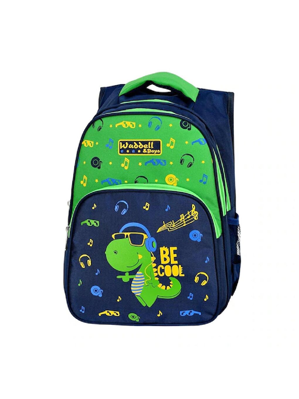 3 Bölmeli İlkokul Çantası ve Beslenme Çantası Dinozor Lacivert Yeşil 3006-2