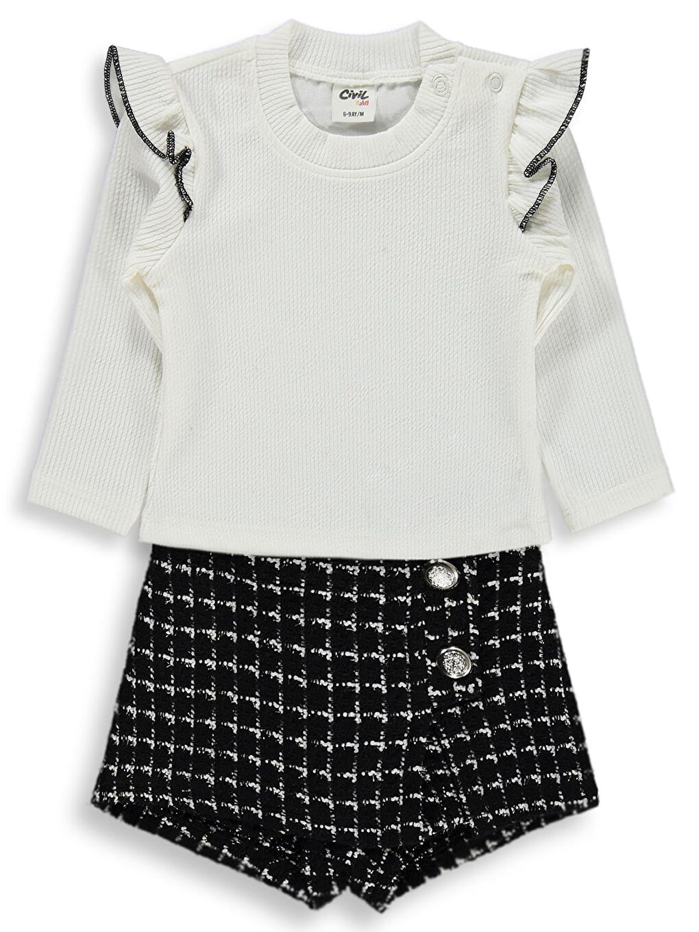 Baby Kareli Etekli 6-18 Ay Takım - Siyah 18-24 Ay-3