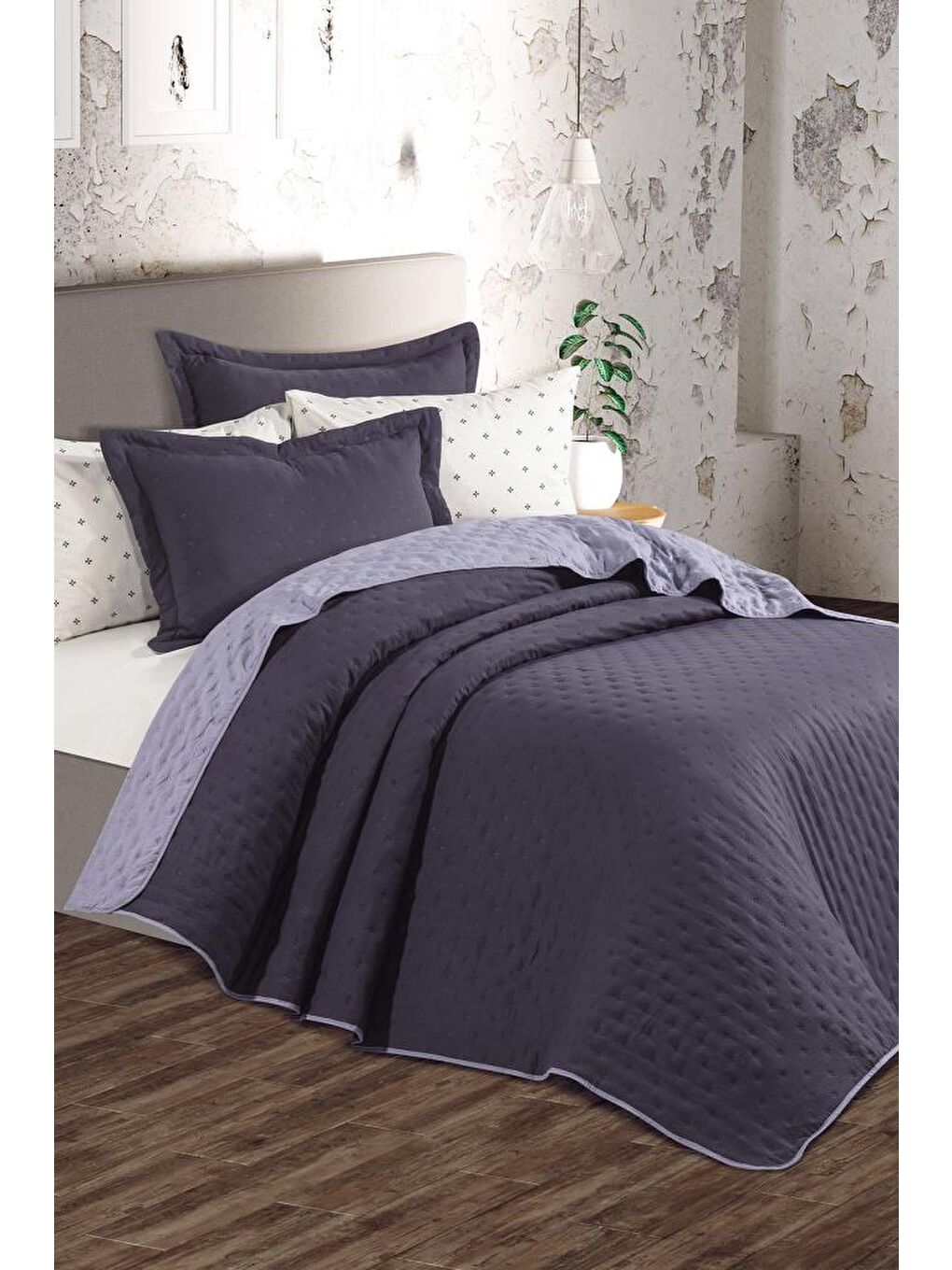 Washed Soft Çift Taraflı 6 Parça Çeyiz Seti Gri