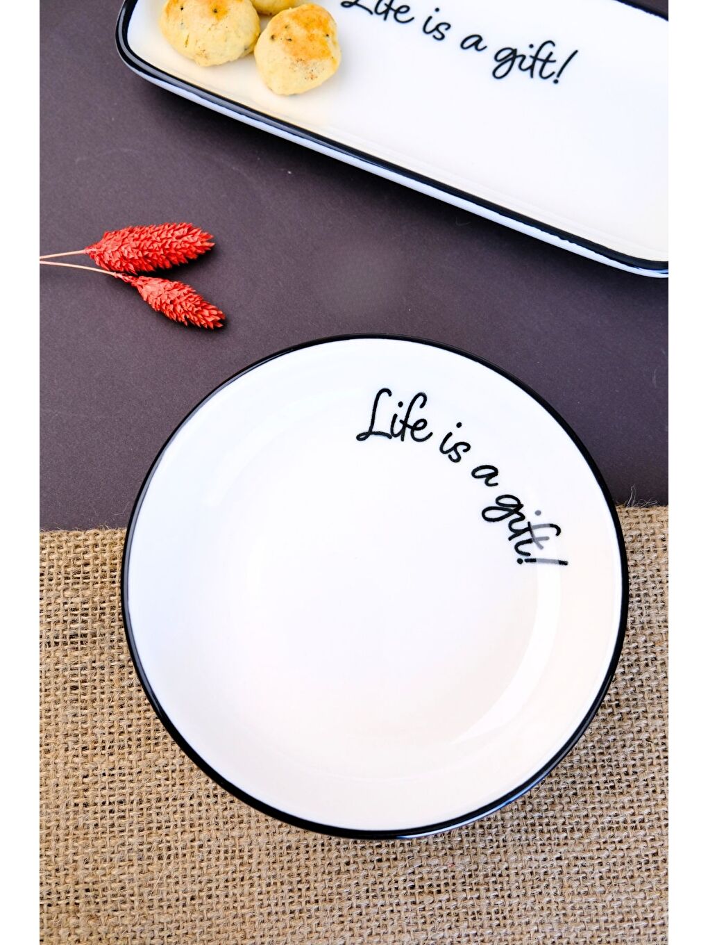 Beyaz Motto Gift Tabak 240cc Tekli 15x15x2cm