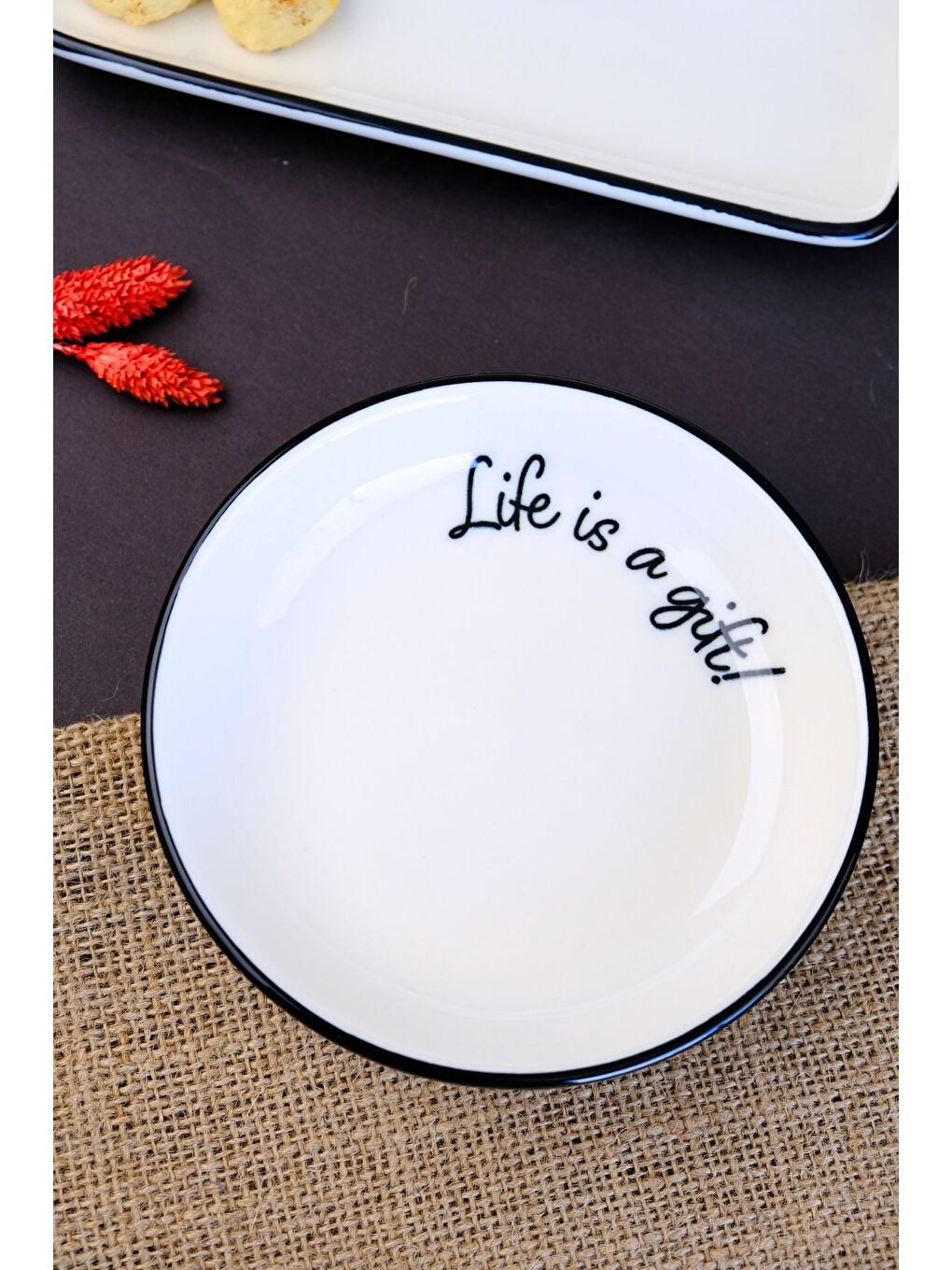 Beyaz Motto Gift Tabak 240cc Tekli 15x15x2cm-1