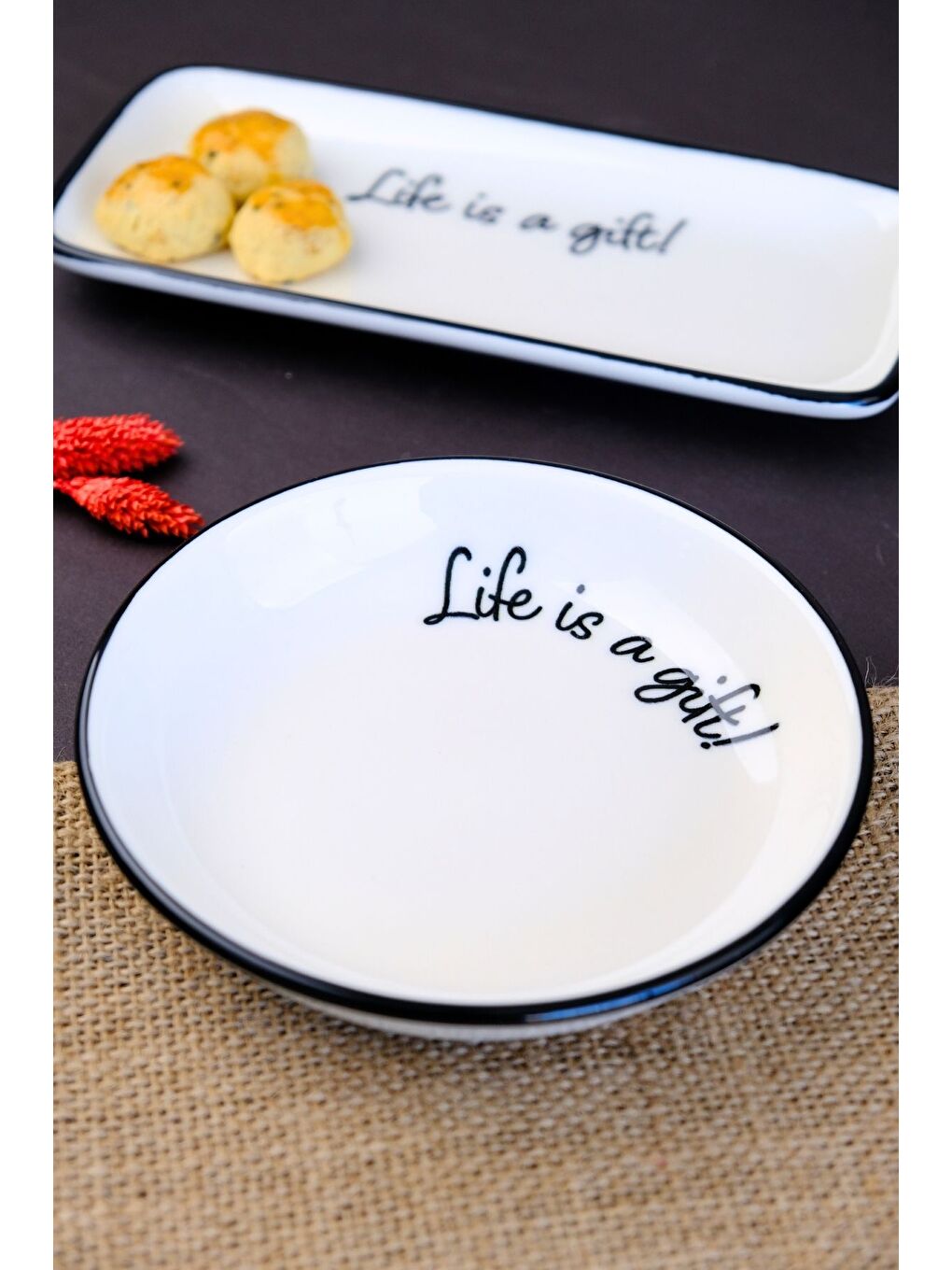 Beyaz Motto Gift Tabak 240cc Tekli 15x15x2cm-2