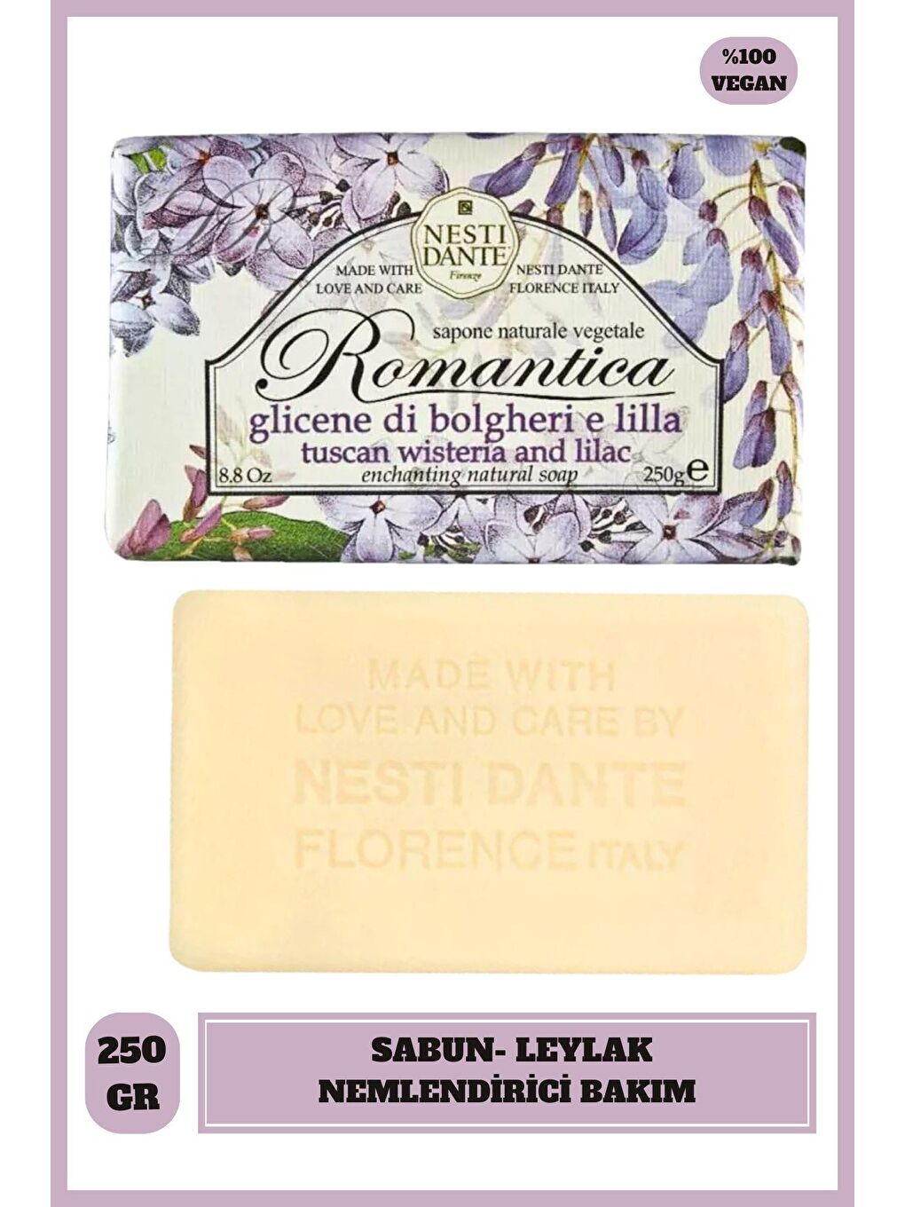 Nesti Dante Renksiz Romantica Toskana Wisteria & Leylak Nemlendirici Sabun Vegan Bakım 250 Gr