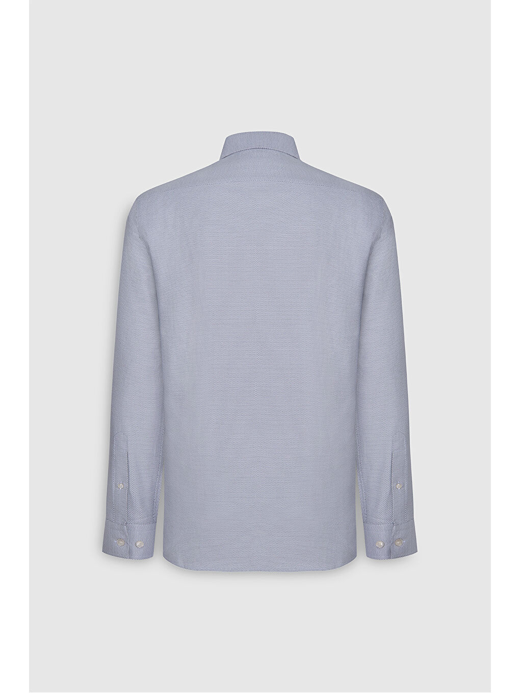 Erkek Beyaz-Lacivert Pamuklu Slim Fit Dar Kesim Klasik Yaka Armürlü Gömlek-8