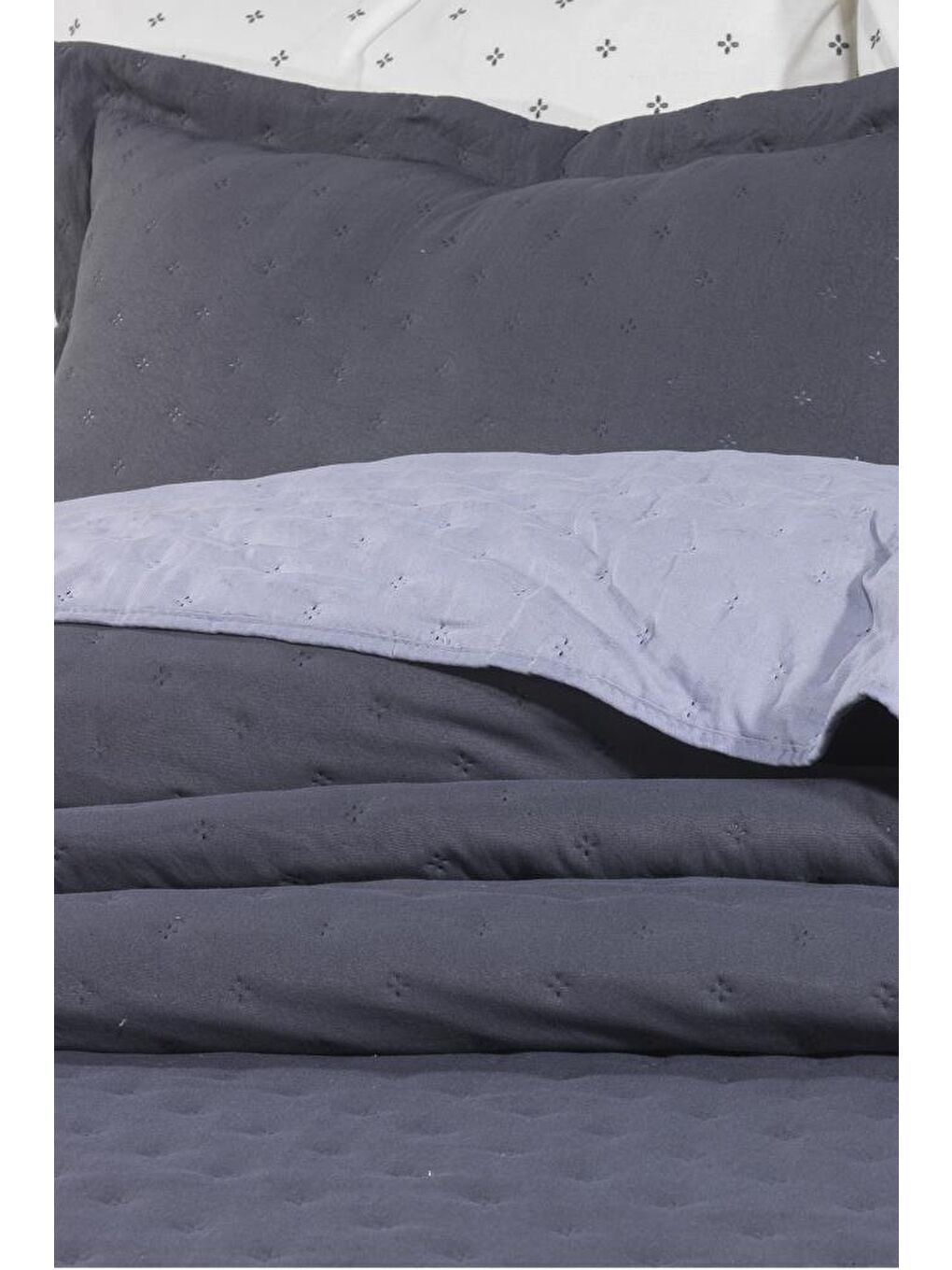 Washed Soft Çift Taraflı 6 Parça Çeyiz Seti Gri-2