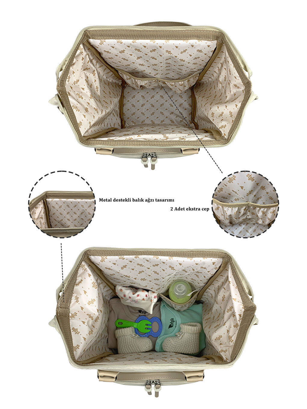 Paris X Pro Anne Bebek Bakım Sırt Çantası Bej-2