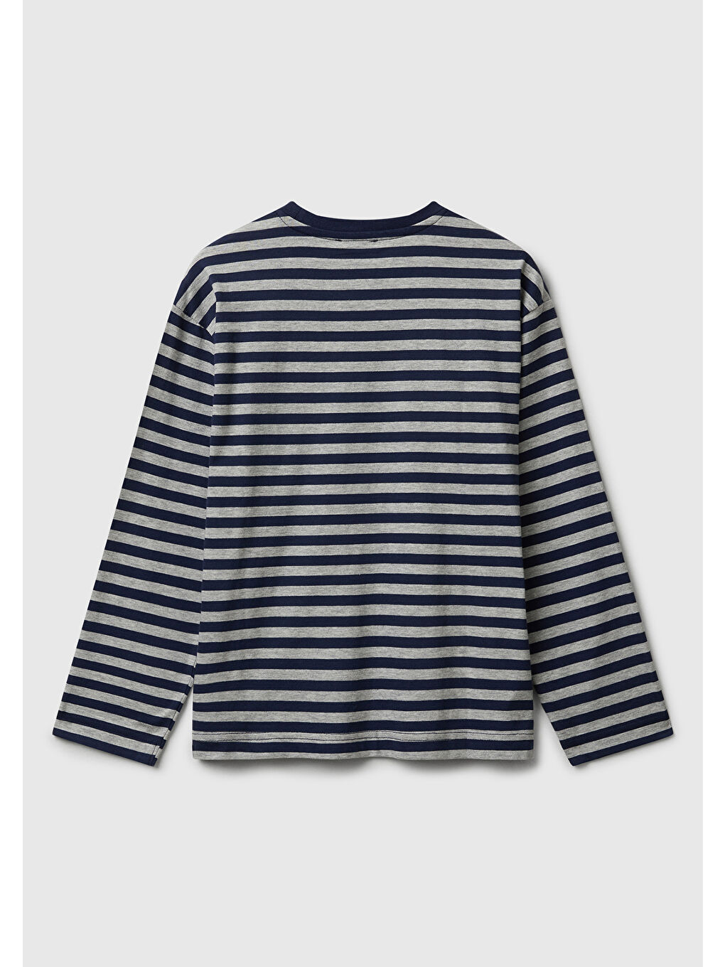 Erkek Çocuk Lacivert Çizgili Çizgili Logo Detaylı Nervürlü Uzun Kollu T-shirt-1