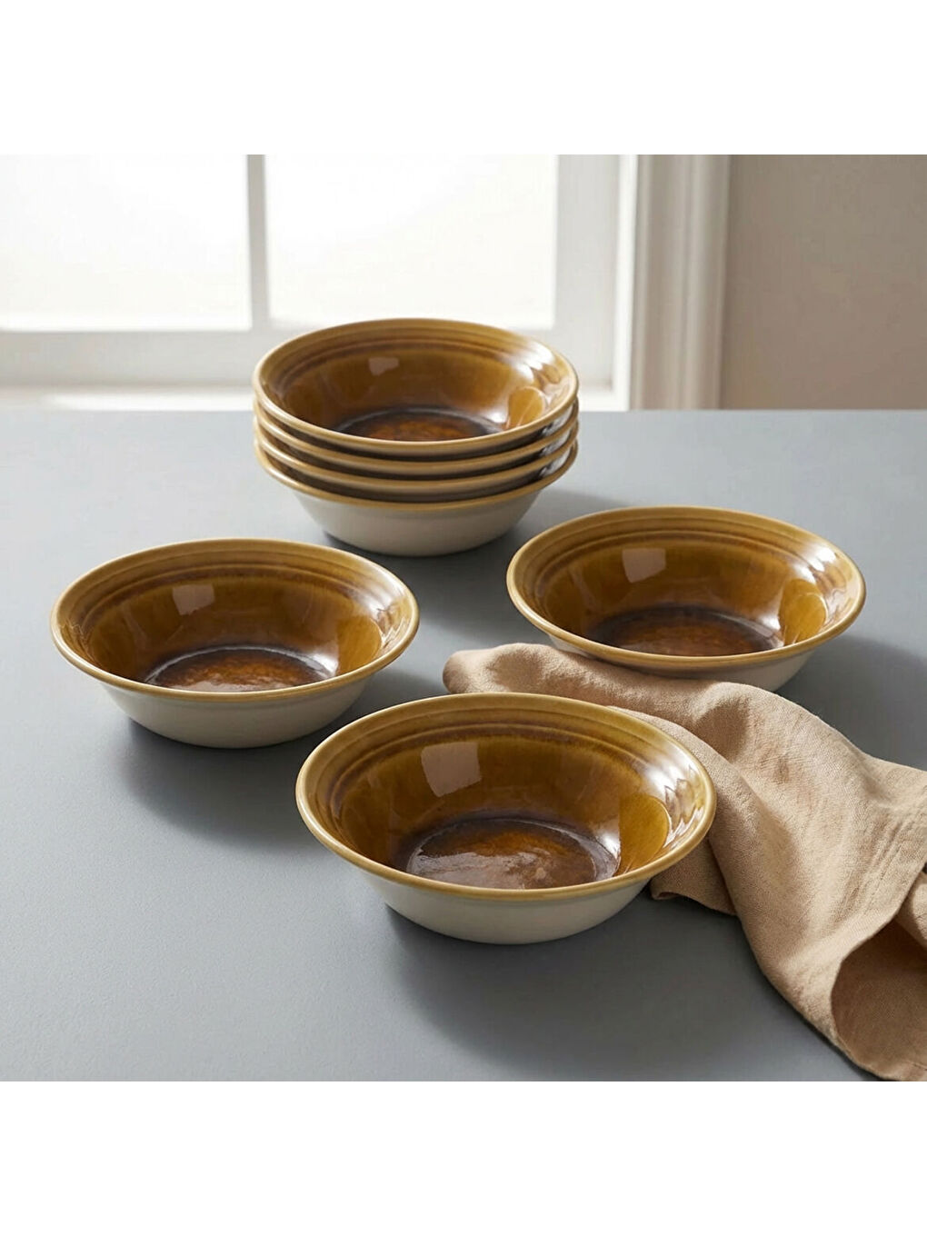 Ekru Valeron 6 Adet Çorba Kasesi Reaktif Saura Vr 137-1