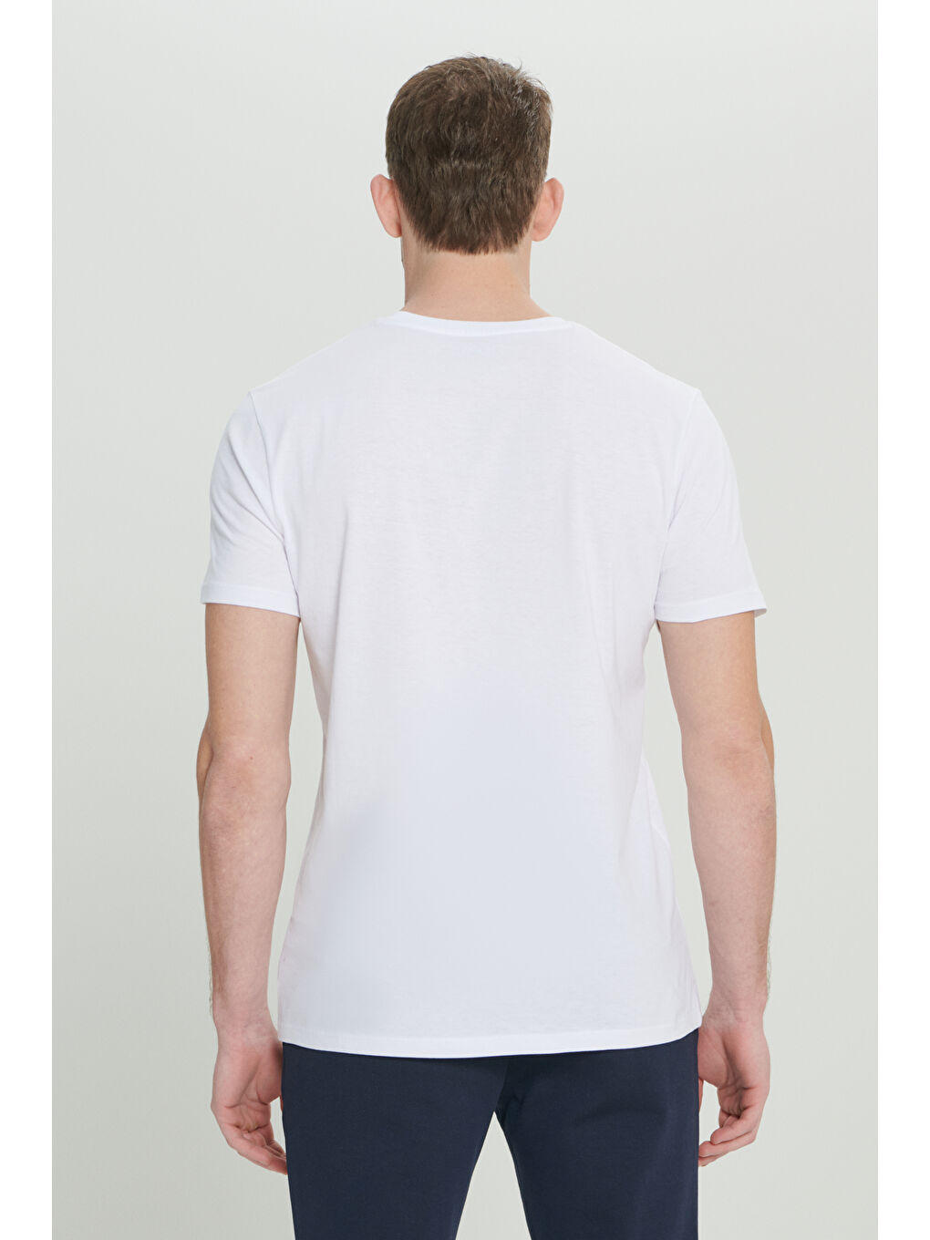 Erkek Beyaz-Siyah-Gri 2'li Slim Fit Dar Kesim %100 Pamuk Bisiklet Yaka Tişört-9