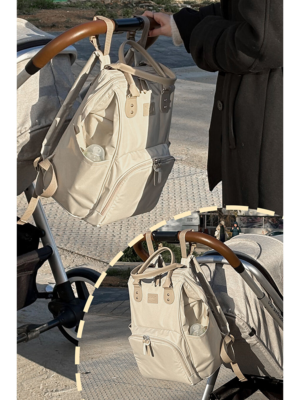 Paris X Pro Anne Bebek Bakım Sırt Çantası Bej-4