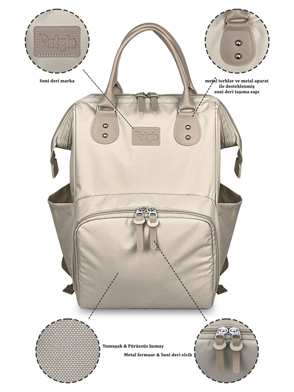 Paris X Pro Anne Bebek Bakım Sırt Çantası Bej-5