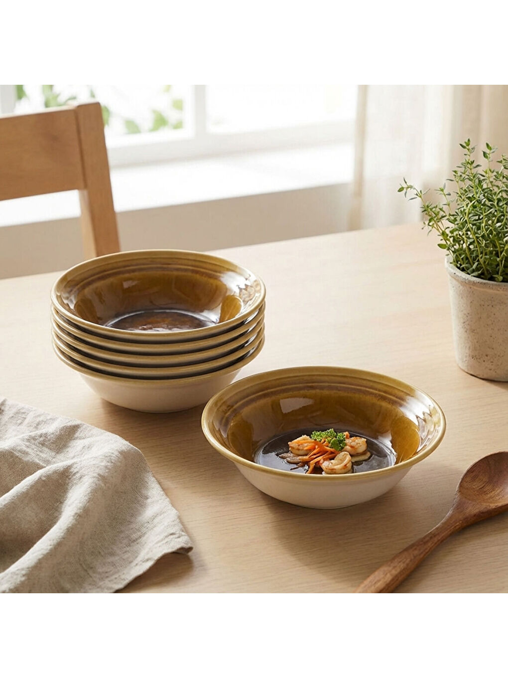 Ekru Valeron 6 Adet Çorba Kasesi Reaktif Saura Vr 137-2